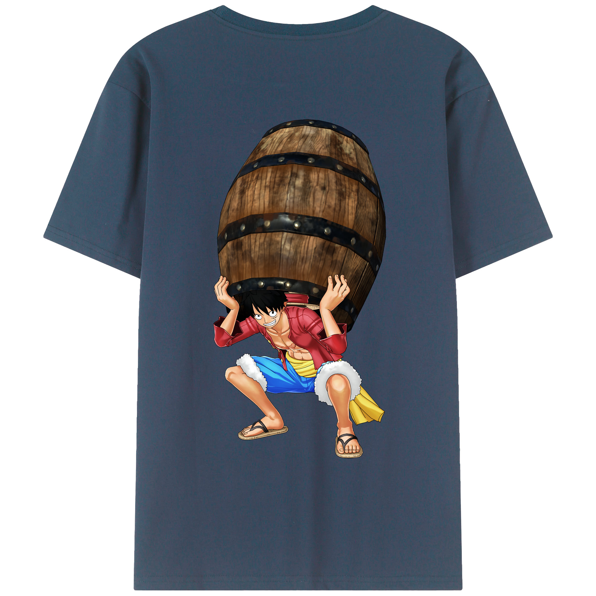 ワンピース モンキー・D・ルフィ ONE PIECE Monkey D. Luffy 綿100％ メンズ半袖Tシャツ（バックプリント） 通気性