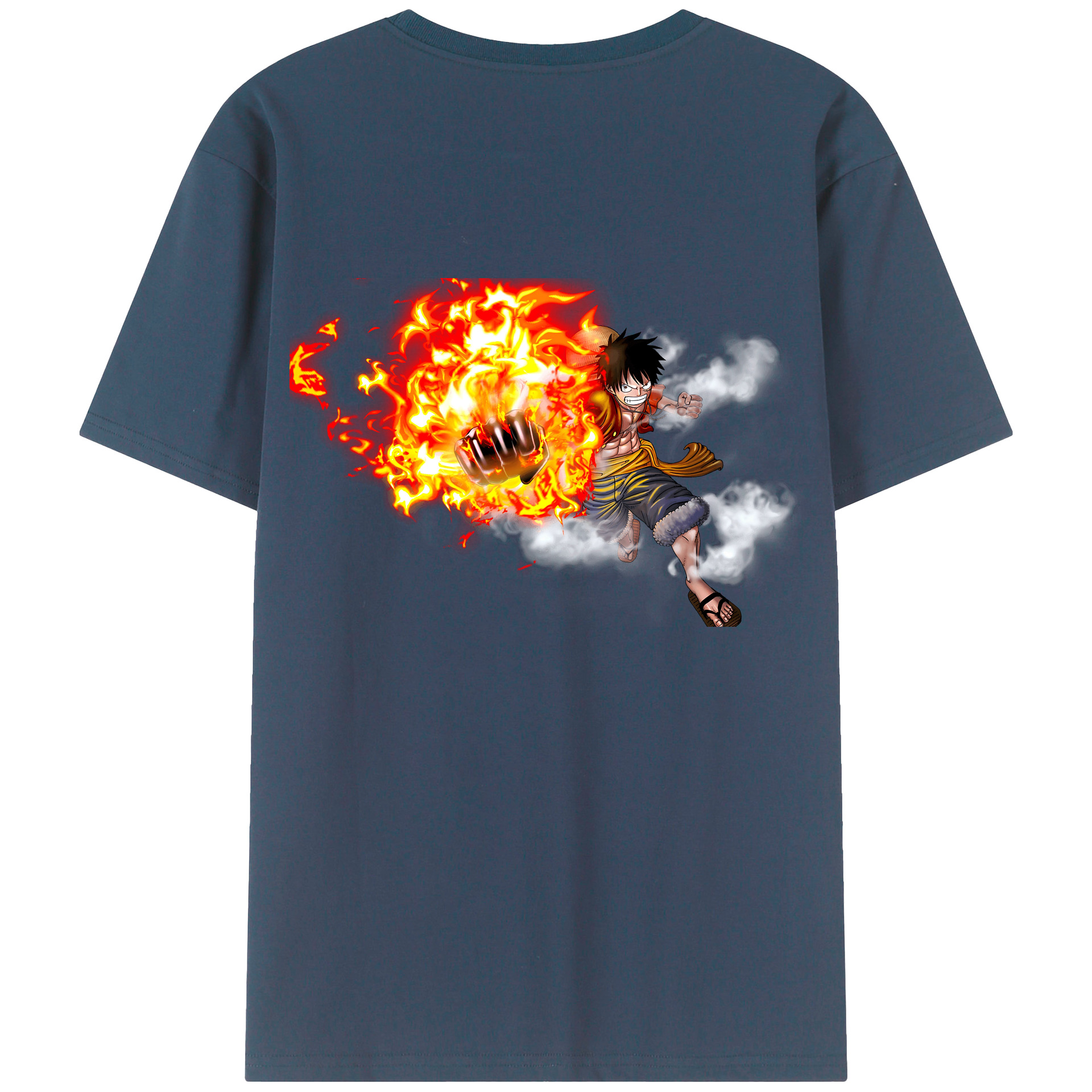 ワンピース モンキー・D・ルフィ ONE PIECE Monkey D. Luffy 綿100％ メンズ半袖Tシャツ（バックプリント） 通気性