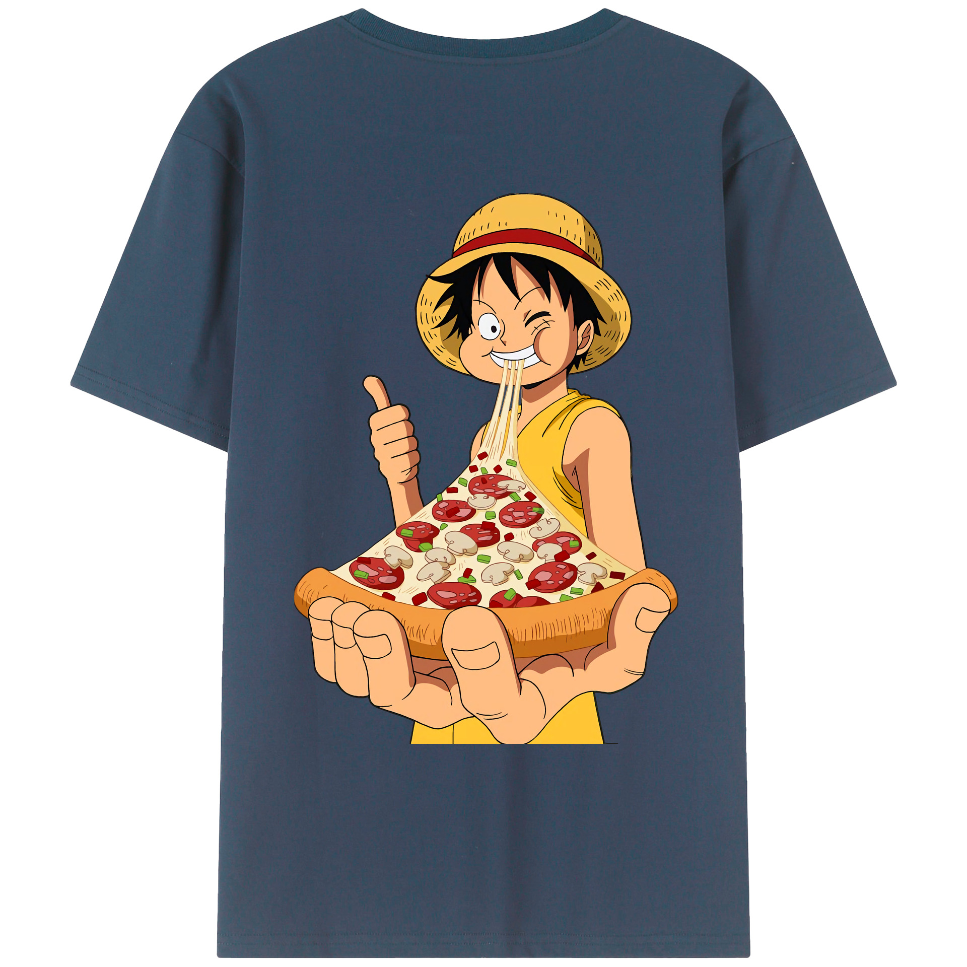 ワンピース モンキー・D・ルフィ ONE PIECE Monkey D. Luffy 綿100％ メンズ半袖Tシャツ（バックプリント） 通気性