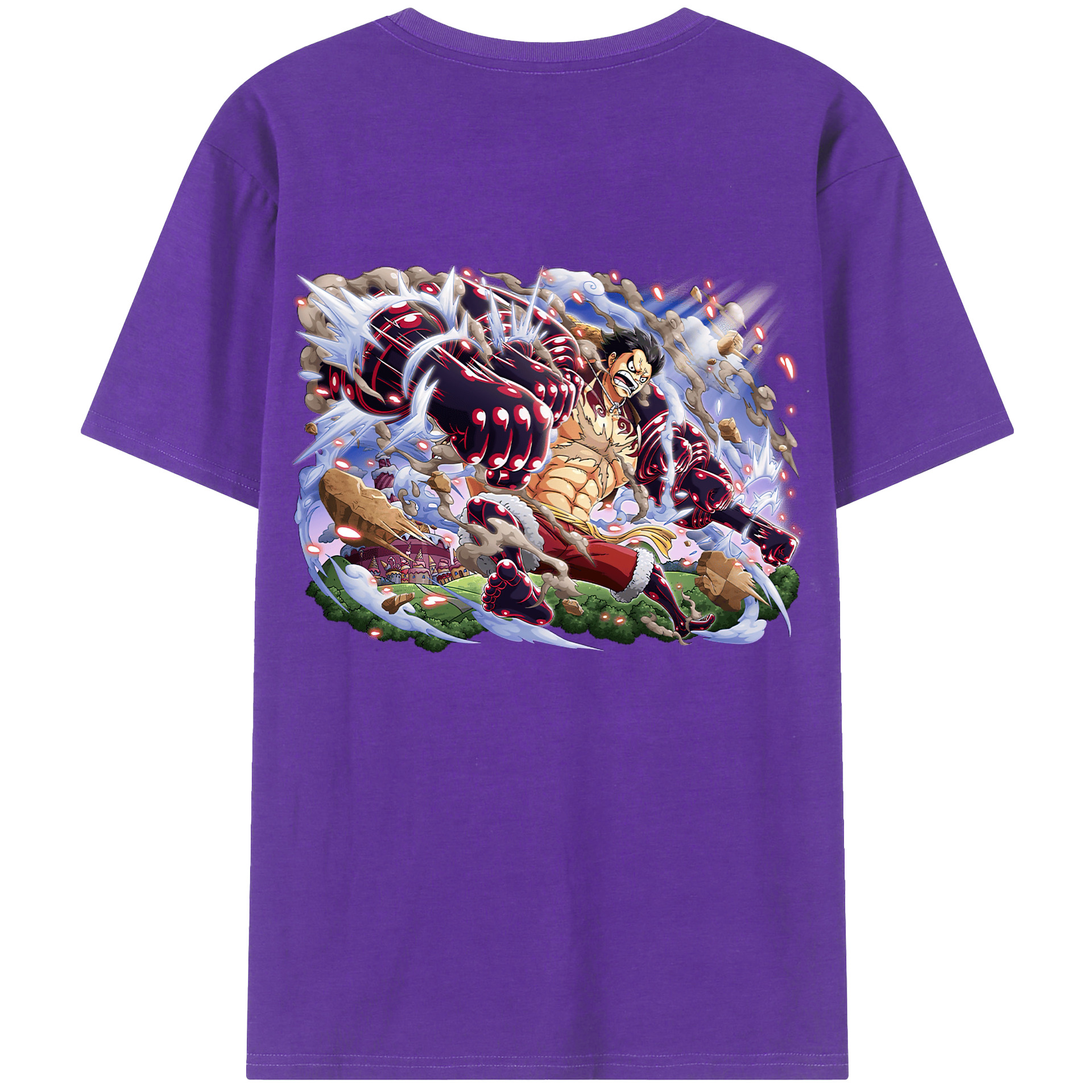 ワンピース モンキー・D・ルフィ ONE PIECE Monkey D. Luffy 綿100％ メンズ半袖Tシャツ（バックプリント） 通気性