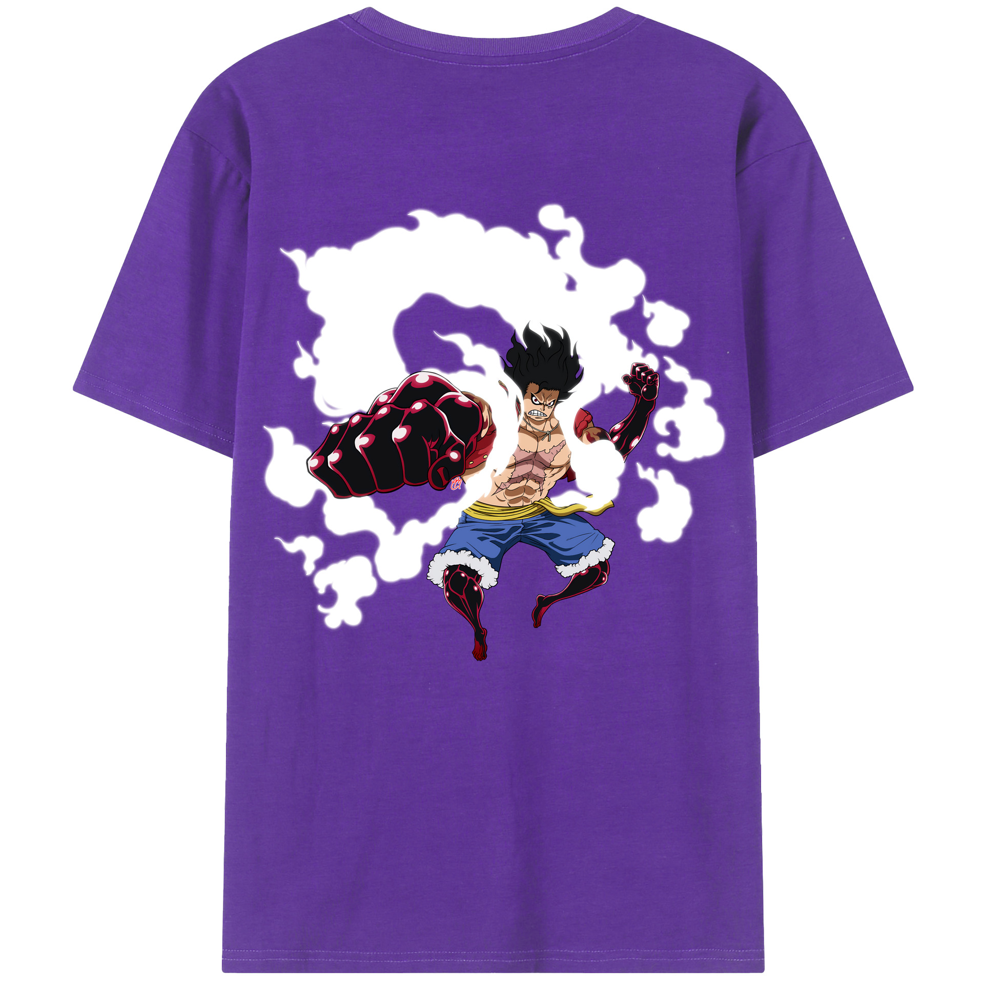（画像用） ワンピース モンキー・D・ルフィ ONE PIECE Monkey D. Luffy 綿100％ メンズ半袖Tシャツ（バックプリント） 通気性