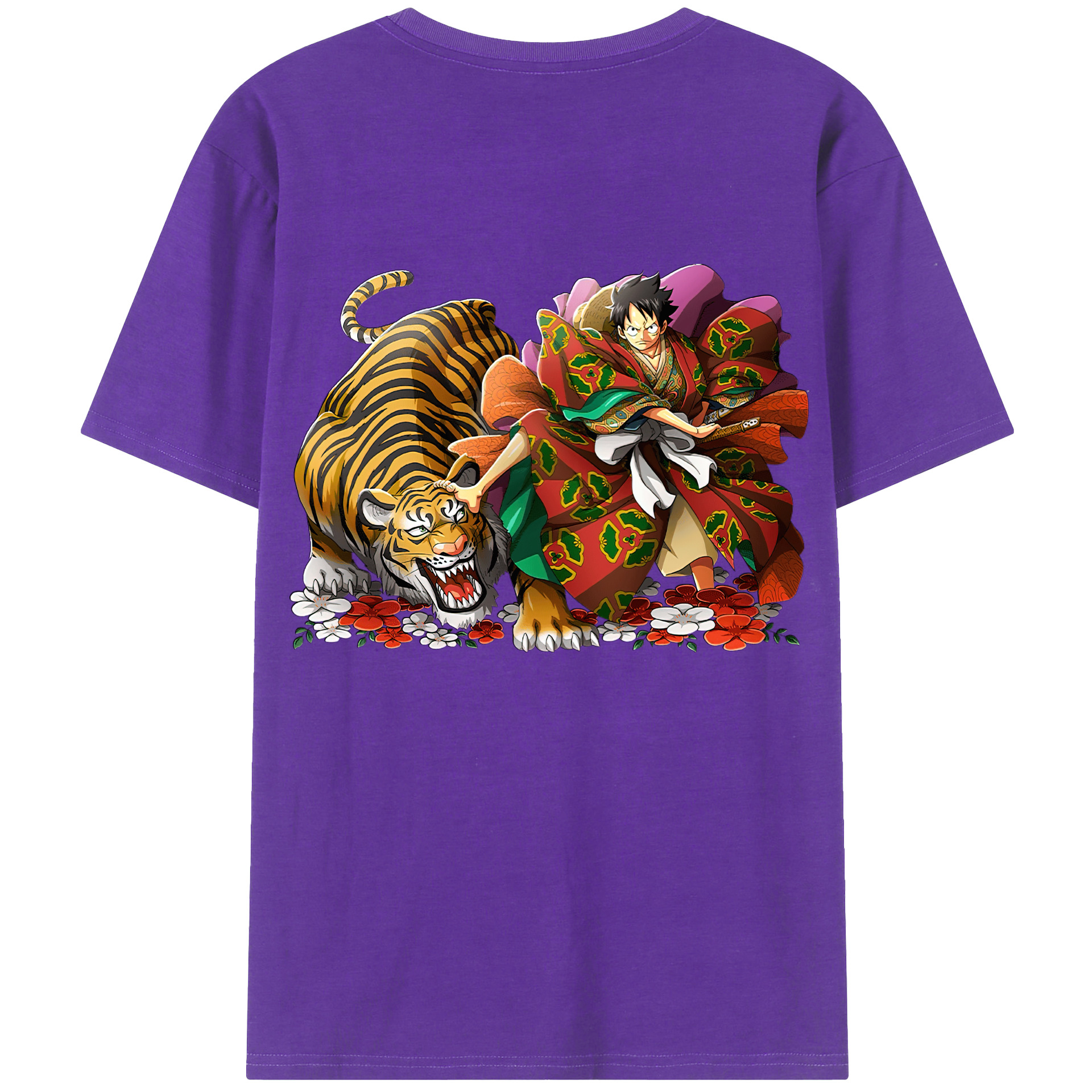（画像用） ワンピース モンキー・D・ルフィ ONE PIECE Monkey D. Luffy 綿100％ メンズ半袖Tシャツ（バックプリント） 通気性