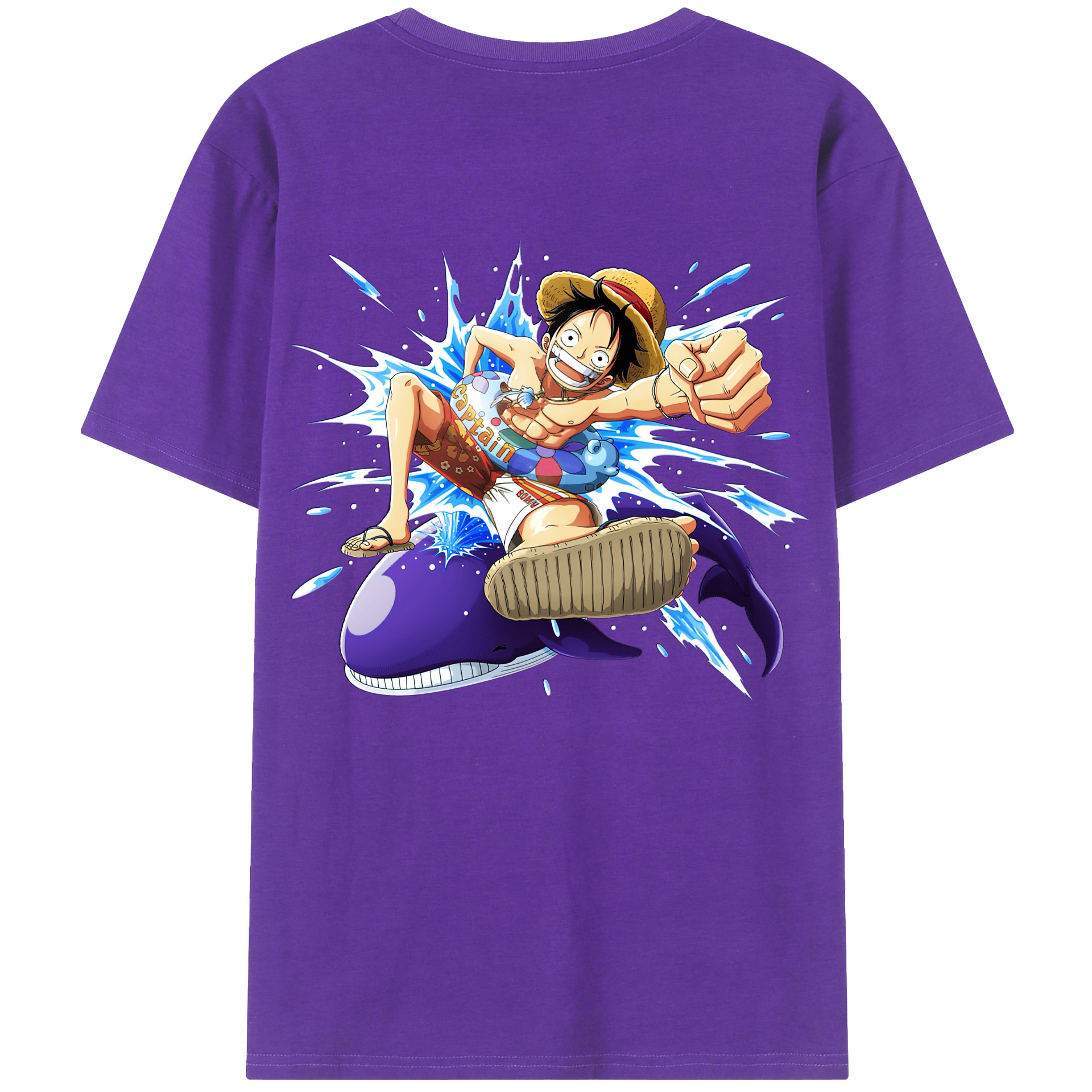 ワンピース モンキー・D・ルフィ ONE PIECE Monkey D. Luffy 綿100％ メンズ半袖Tシャツ（バックプリント） 通気性