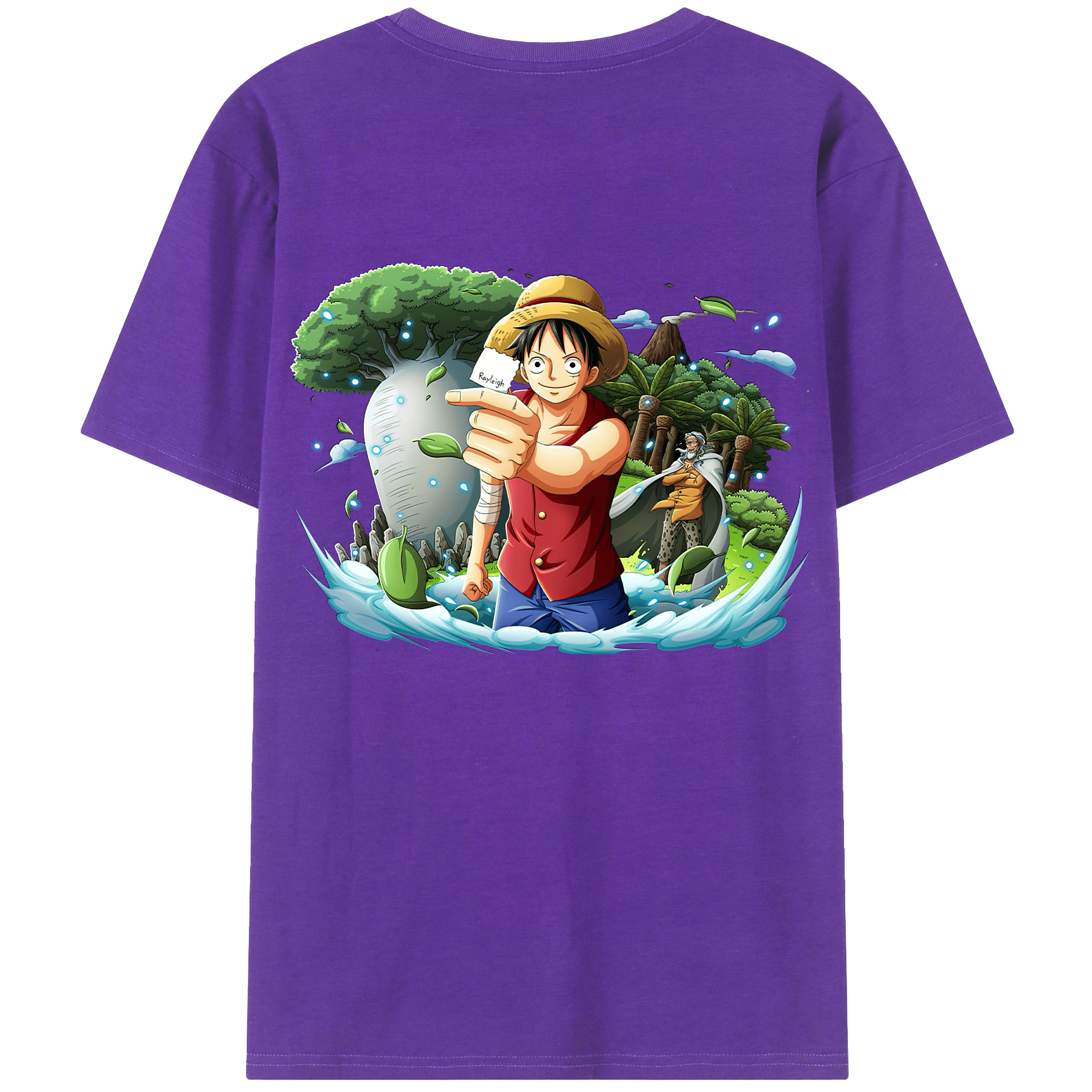 ワンピース モンキー・D・ルフィ ONE PIECE Monkey D. Luffy 綿100％ メンズ半袖Tシャツ（バックプリント） 通気性