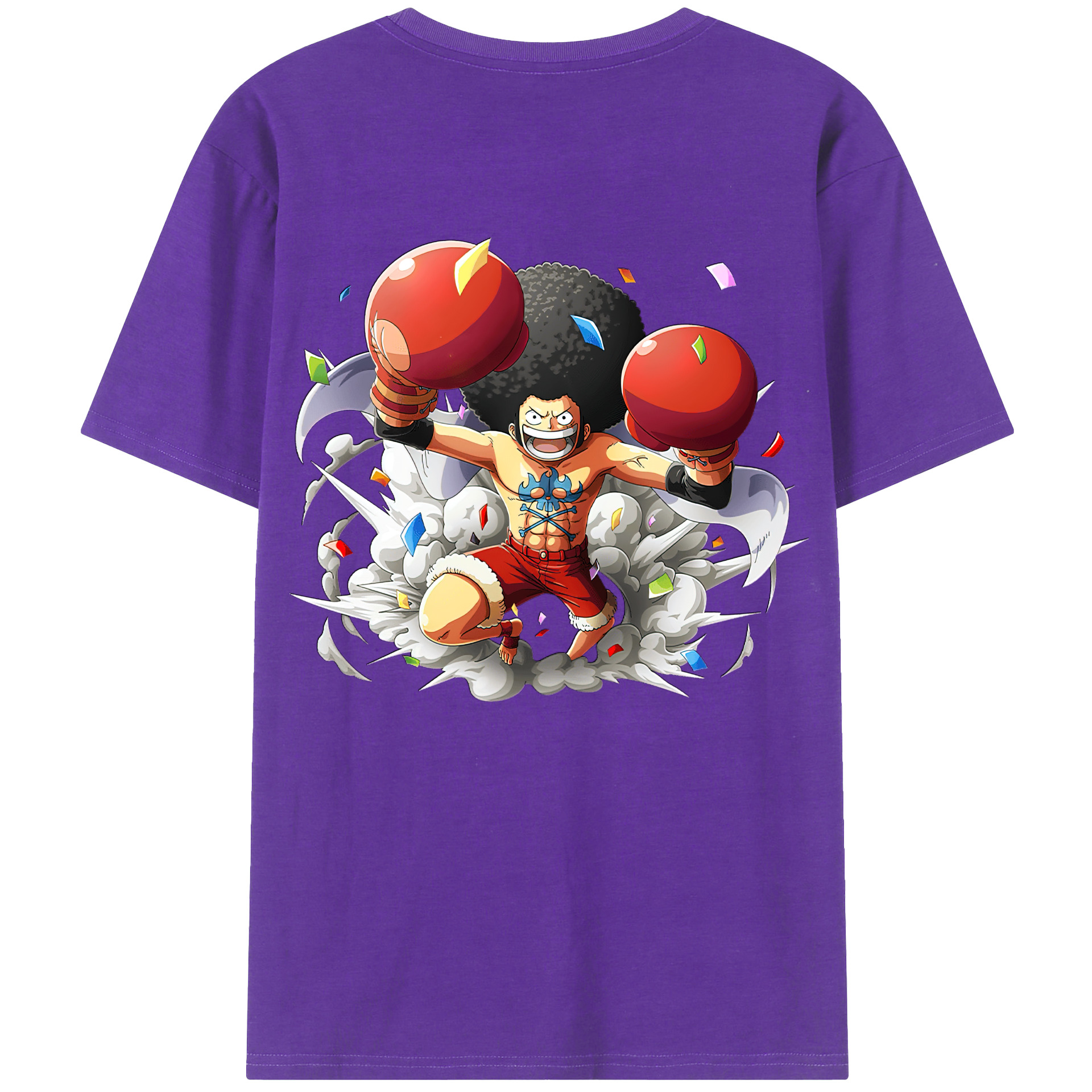 ワンピース モンキー・D・ルフィ ONE PIECE Monkey D. Luffy 綿100％ メンズ半袖Tシャツ（バックプリント） 通気性