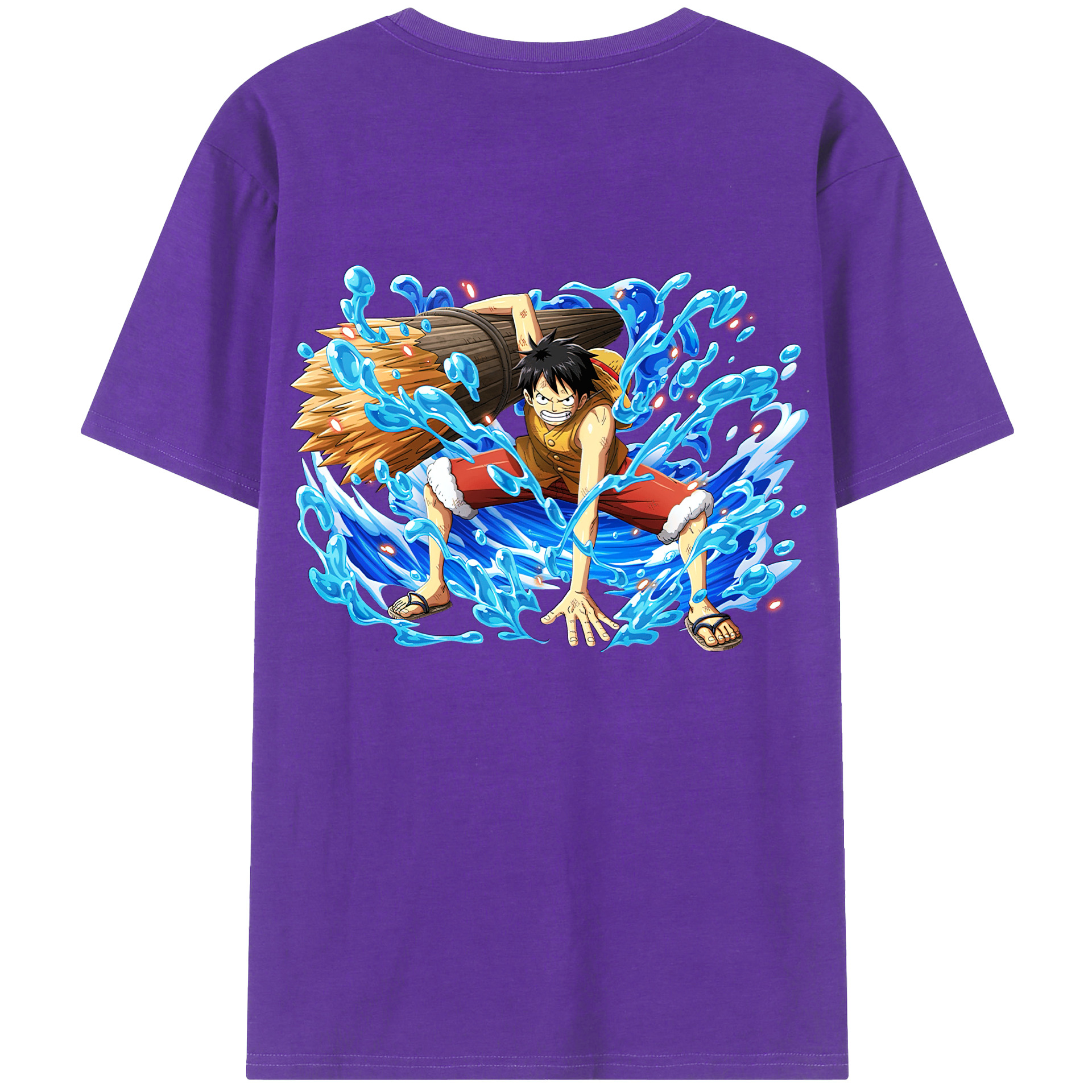 ワンピース モンキー・D・ルフィ ONE PIECE Monkey D. Luffy 綿100％ メンズ半袖Tシャツ（バックプリント） 通気性