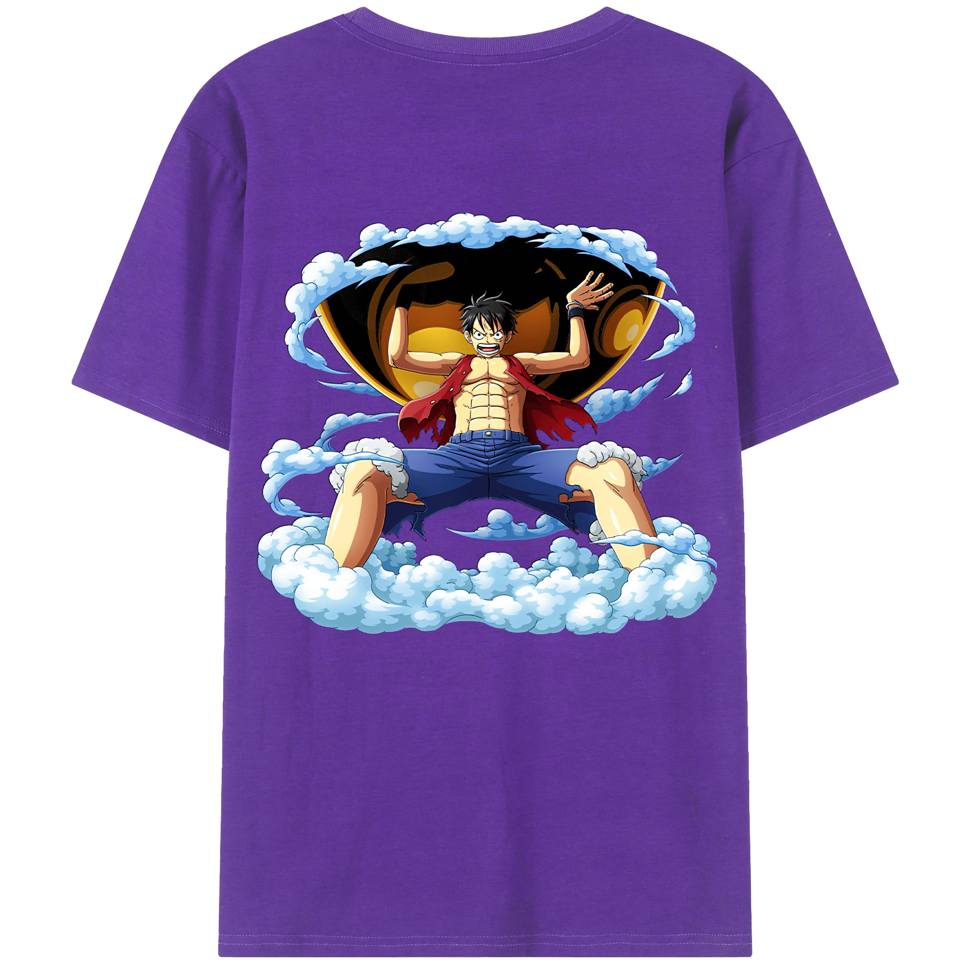ワンピース モンキー・D・ルフィ ONE PIECE Monkey D. Luffy 綿100％ メンズ半袖Tシャツ（バックプリント） 通気性