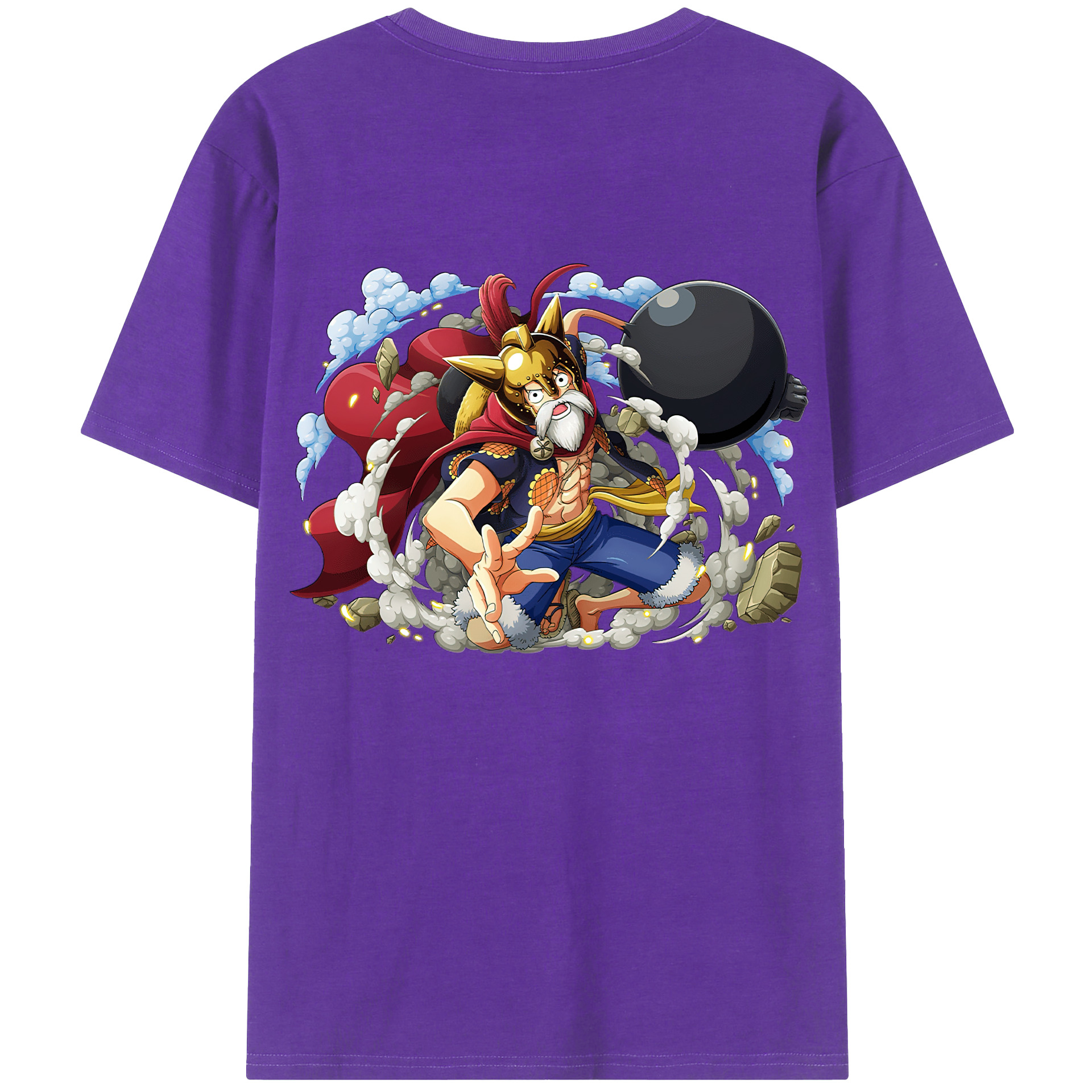 ワンピース モンキー・D・ルフィ ONE PIECE Monkey D. Luffy 綿100％ メンズ半袖Tシャツ（バックプリント） 通気性