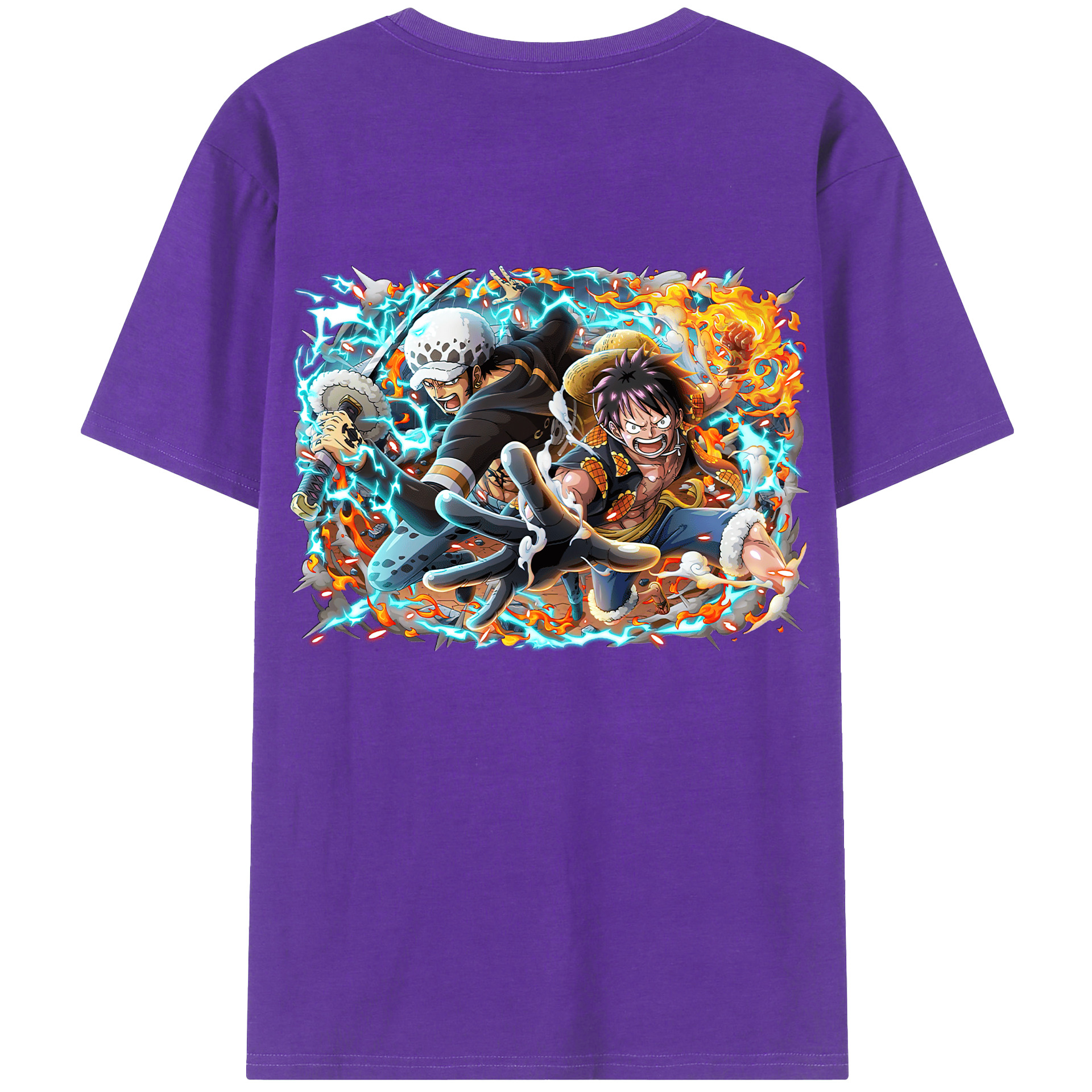 ワンピース モンキー・D・ルフィ ONE PIECE Monkey D. Luffy 綿100％ メンズ半袖Tシャツ（バックプリント） 通気性