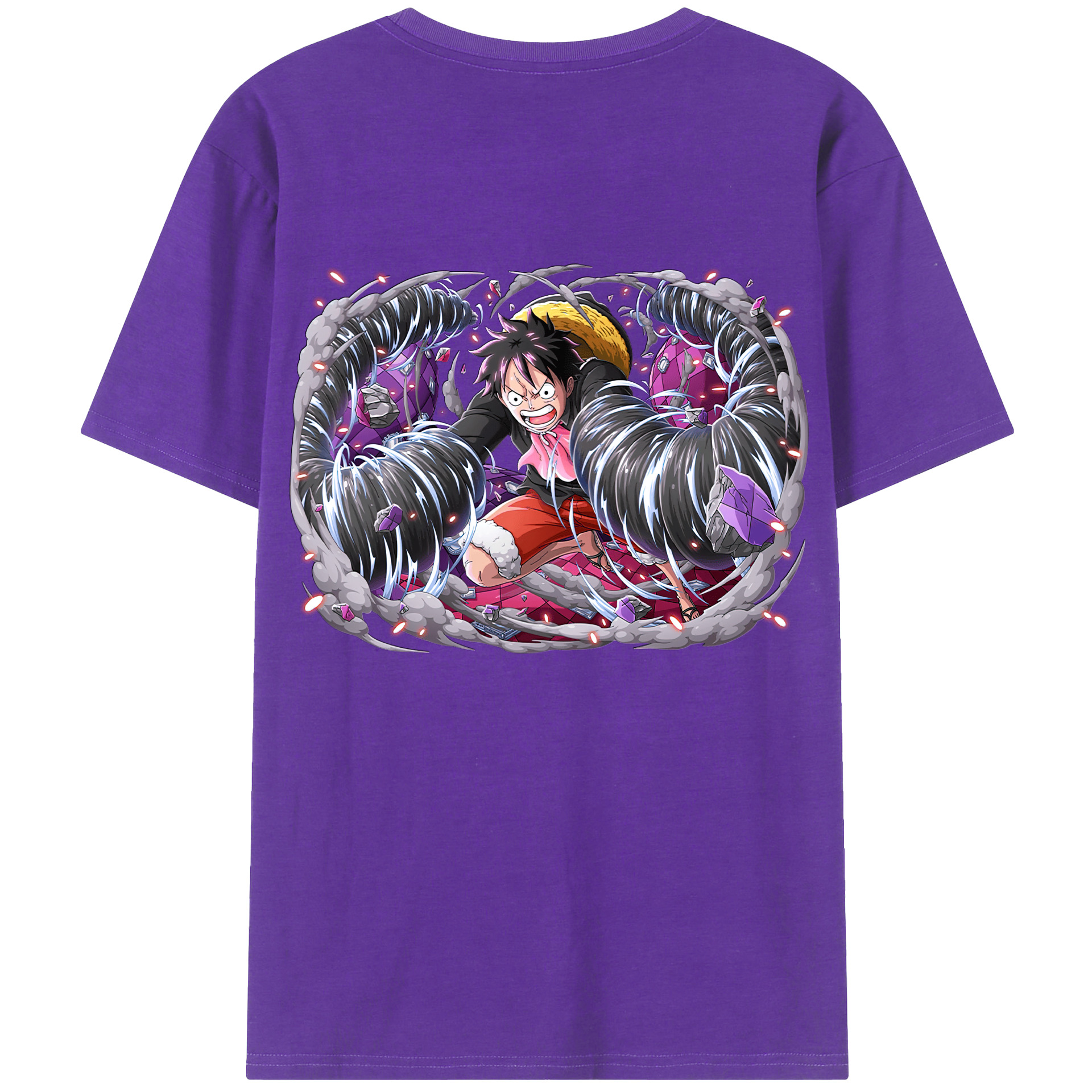 ワンピース モンキー・D・ルフィ ONE PIECE Monkey D. Luffy 綿100％ メンズ半袖Tシャツ（バックプリント） 通気性