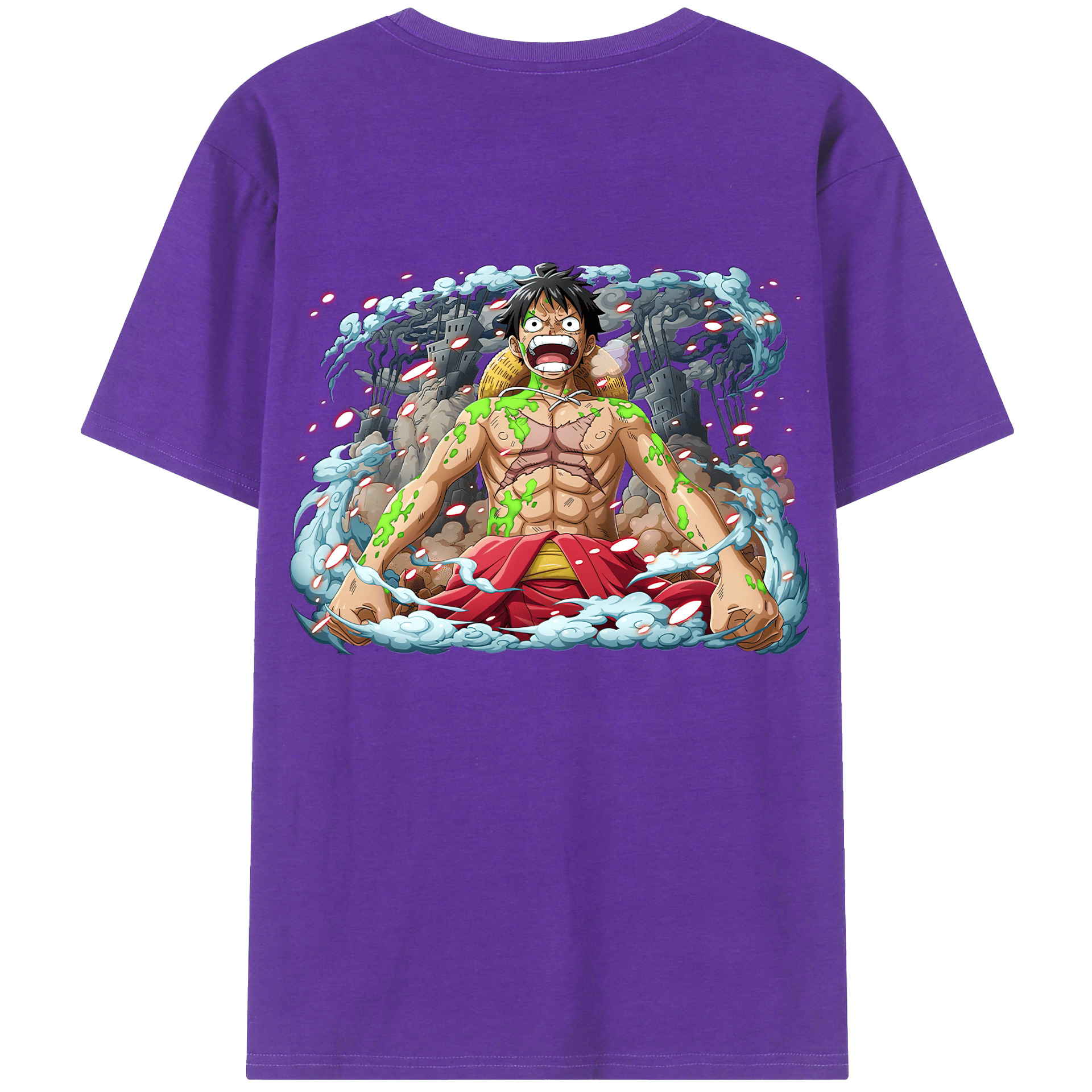 ワンピース モンキー・D・ルフィ ONE PIECE Monkey D. Luffy 綿100％ メンズ半袖Tシャツ（バックプリント） 通気性