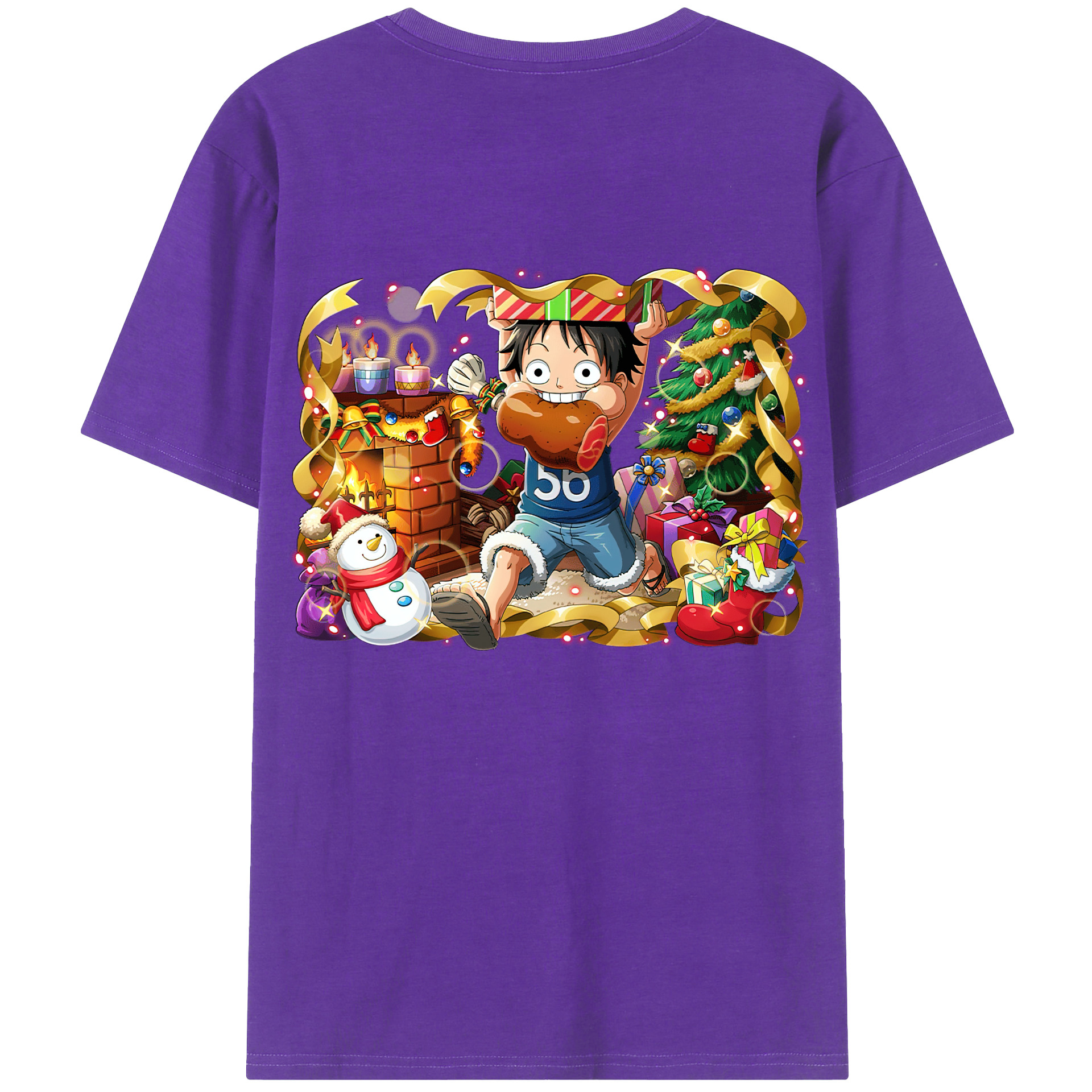 ワンピース モンキー・D・ルフィ ONE PIECE Monkey D. Luffy 綿100％ メンズ半袖Tシャツ（バックプリント） 通気性