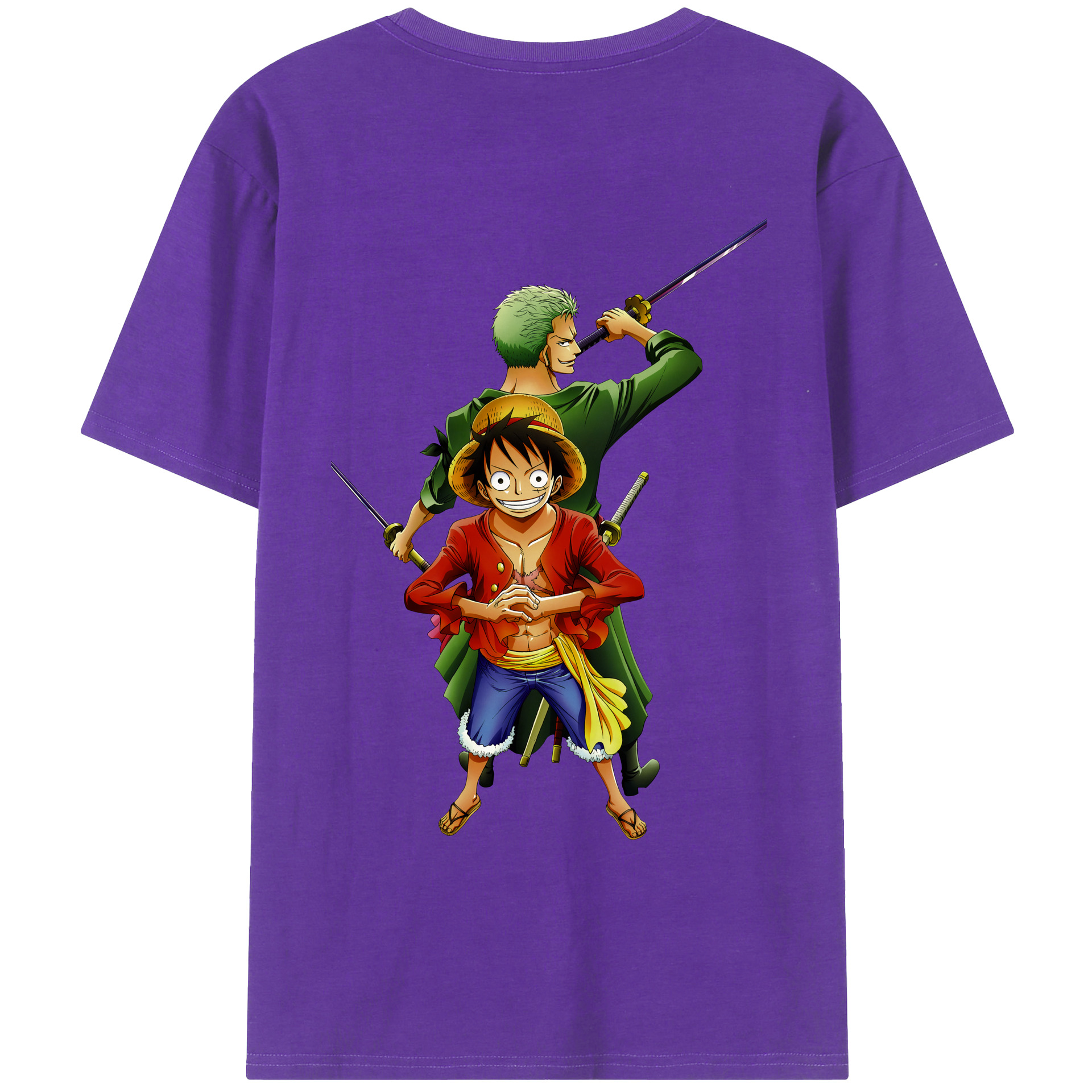 ワンピース モンキー・D・ルフィ ONE PIECE Monkey D. Luffy 綿100％ メンズ半袖Tシャツ（バックプリント） 通気性