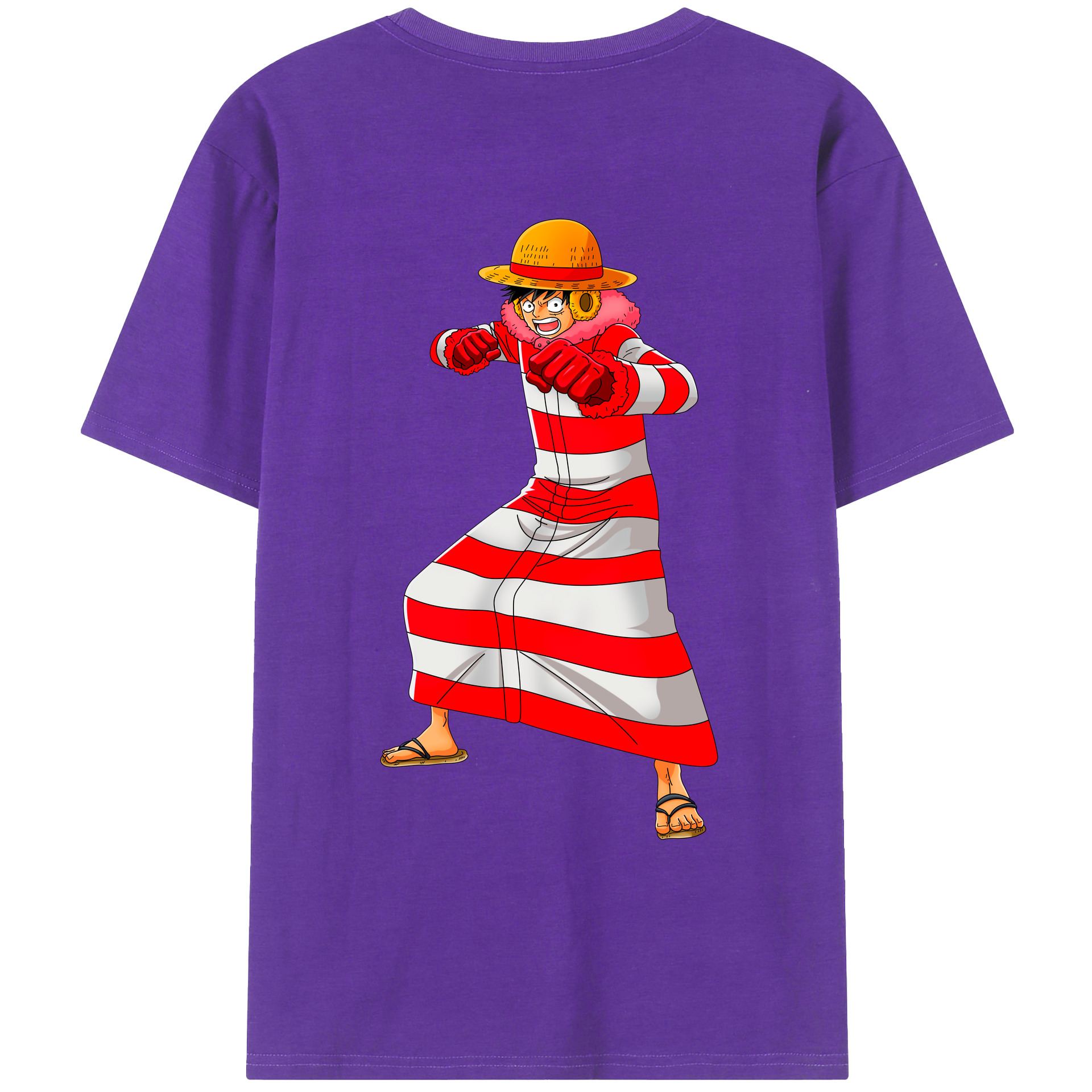 ワンピース モンキー・D・ルフィ ONE PIECE Monkey D. Luffy 綿100％ メンズ半袖Tシャツ（バックプリント） 通気性