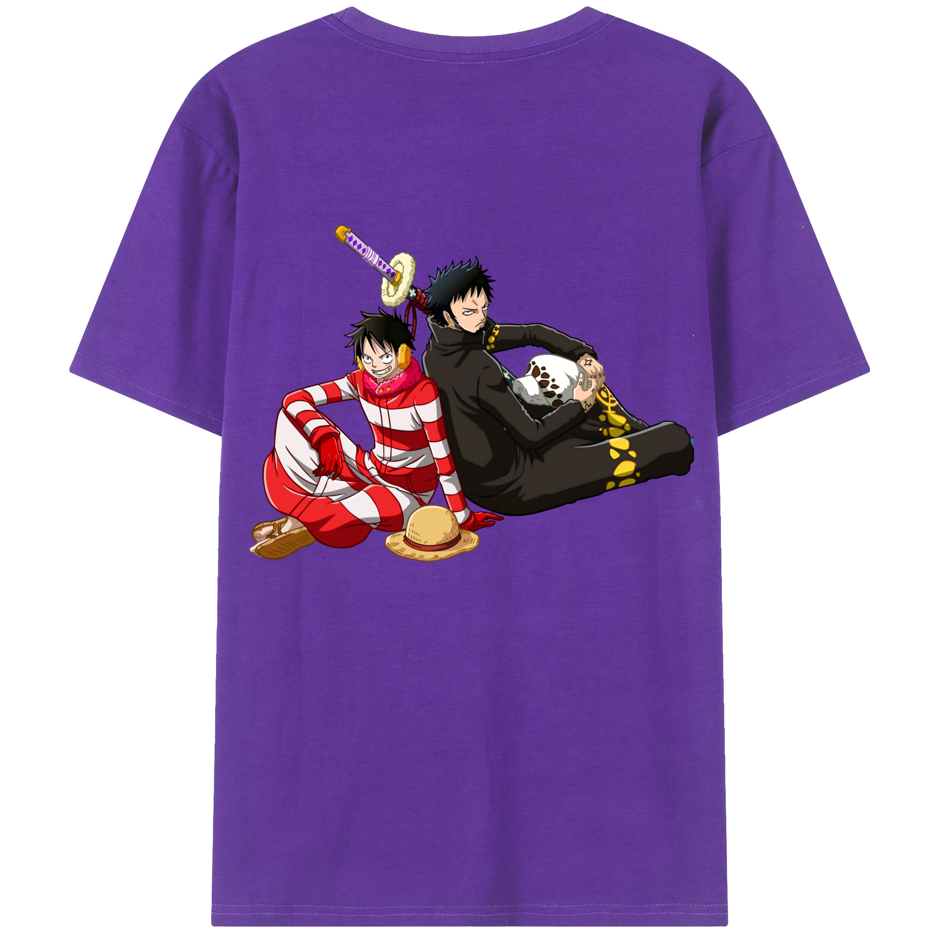 ワンピース モンキー・D・ルフィ ONE PIECE Monkey D. Luffy 綿100％ メンズ半袖Tシャツ（バックプリント） 通気性