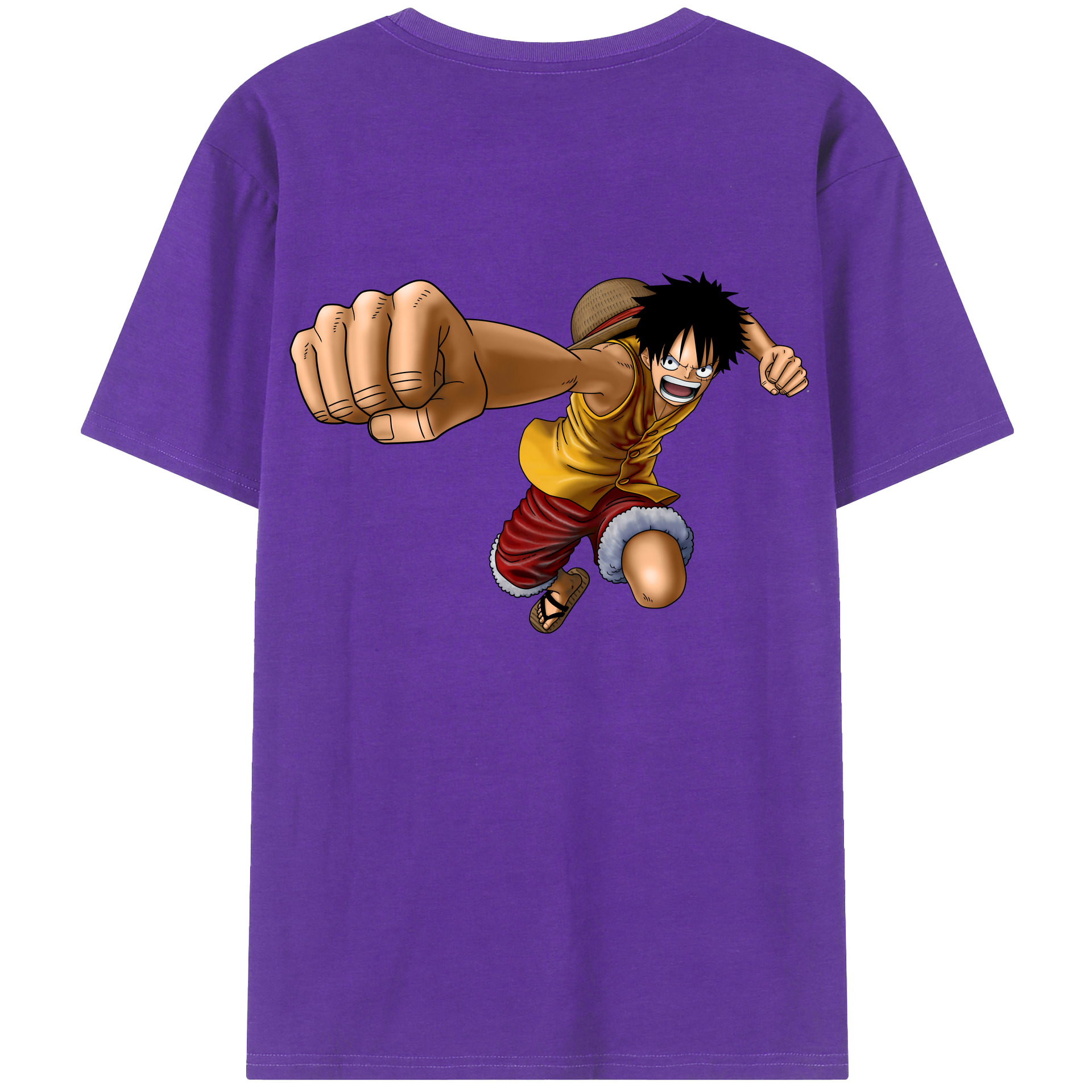 ワンピース モンキー・D・ルフィ ONE PIECE Monkey D. Luffy 綿100％ メンズ半袖Tシャツ（バックプリント） 通気性