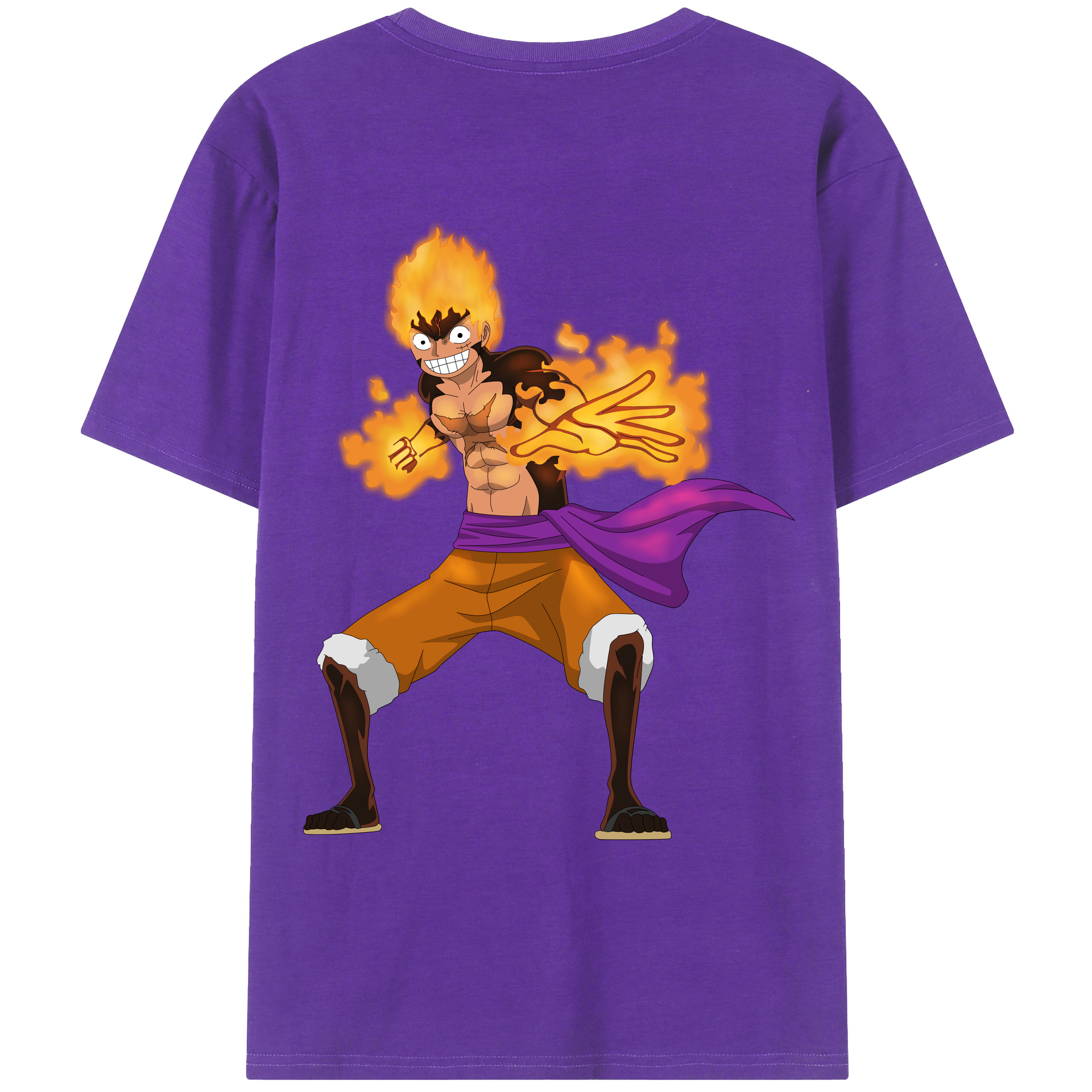 ワンピース モンキー・D・ルフィ ONE PIECE Monkey D. Luffy 綿100％ メンズ半袖Tシャツ（バックプリント） 通気性