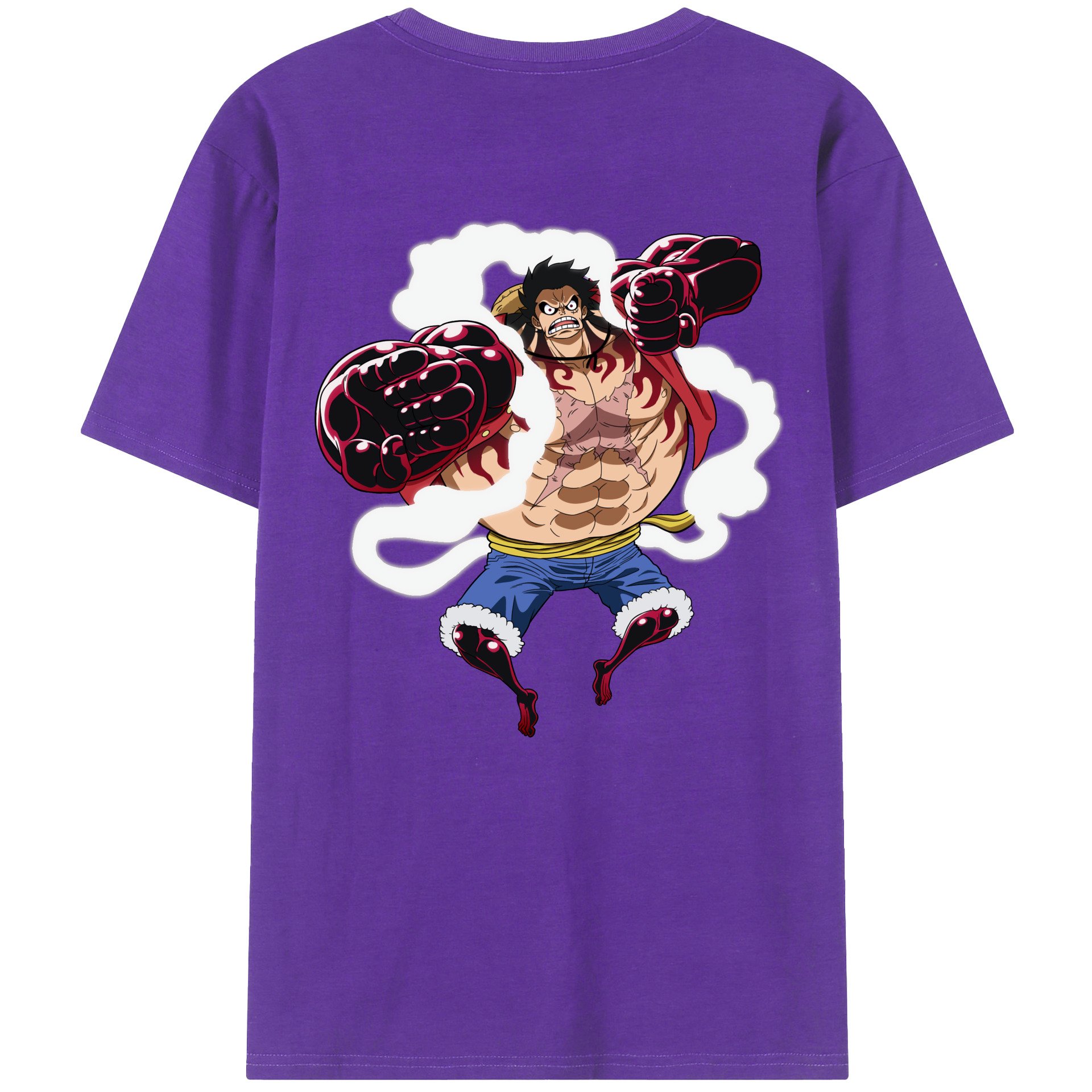 ワンピース モンキー・D・ルフィ ONE PIECE Monkey D. Luffy 綿100％ メンズ半袖Tシャツ（バックプリント） 通気性