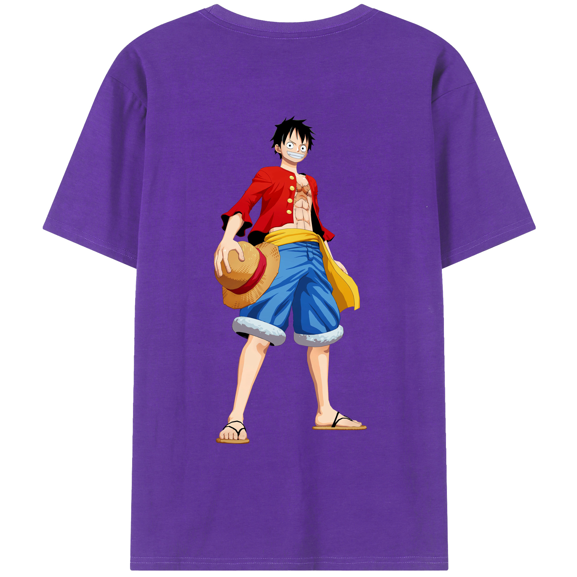 ワンピース モンキー・D・ルフィ ONE PIECE Monkey D. Luffy 綿100％ メンズ半袖Tシャツ（バックプリント） 通気性