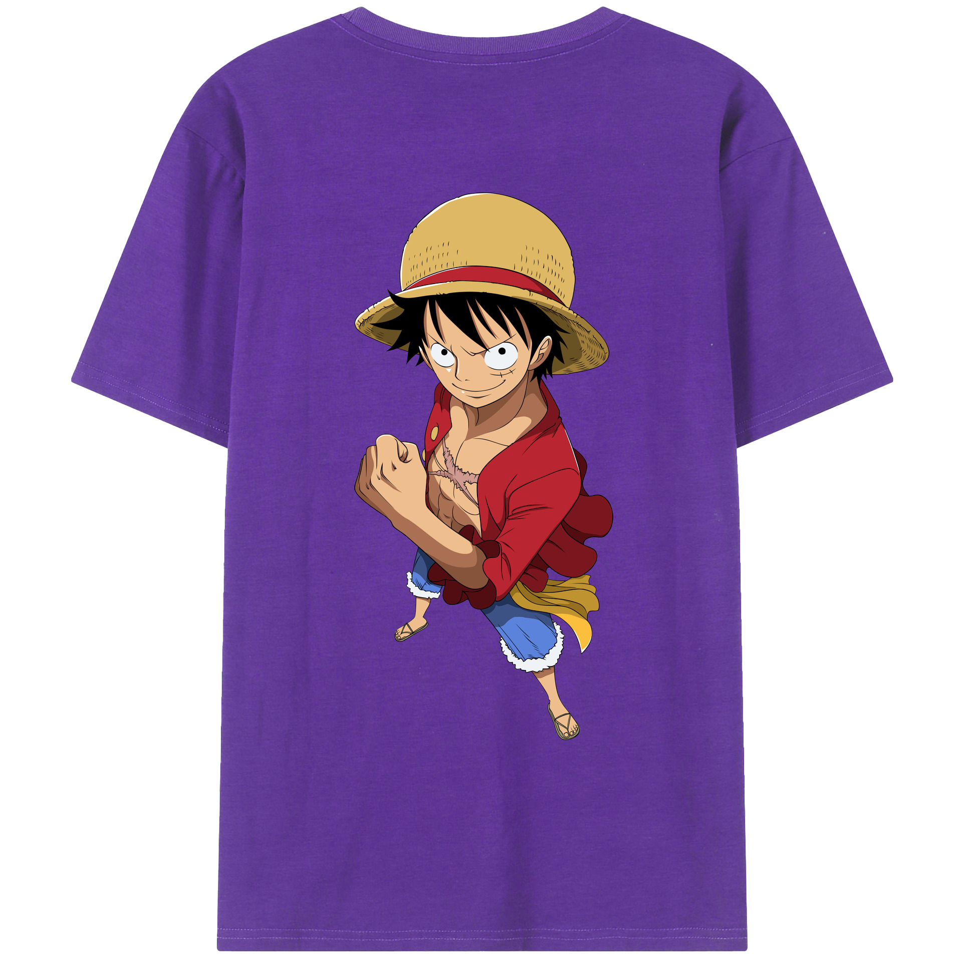 ワンピース モンキー・D・ルフィ ONE PIECE Monkey D. Luffy 綿100％ メンズ半袖Tシャツ（バックプリント） 通気性