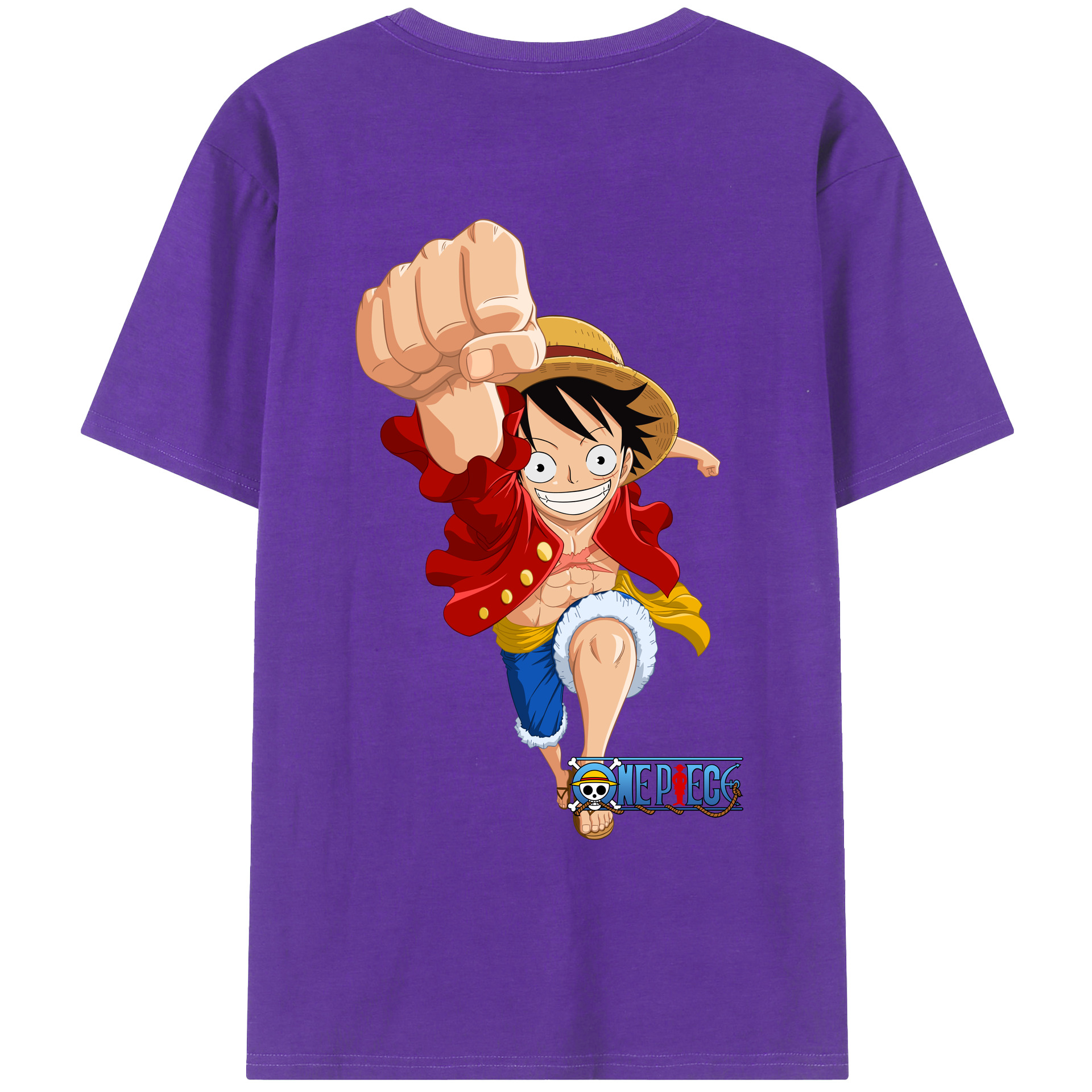 ワンピース モンキー・D・ルフィ ONE PIECE Monkey D. Luffy 綿100％ メンズ半袖Tシャツ（バックプリント） 通気性