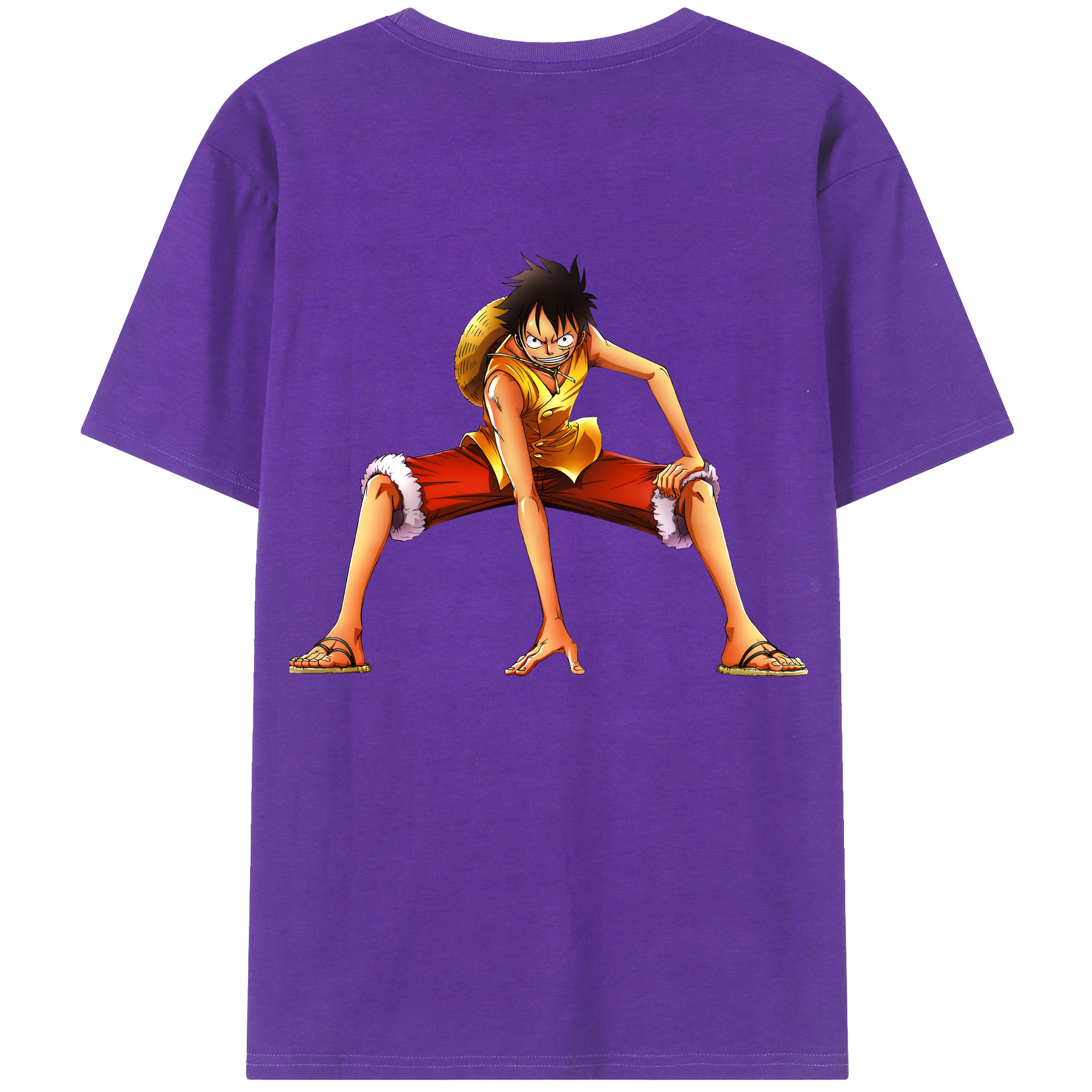ワンピース モンキー・D・ルフィ ONE PIECE Monkey D. Luffy 綿100％ メンズ半袖Tシャツ（バックプリント） 通気性