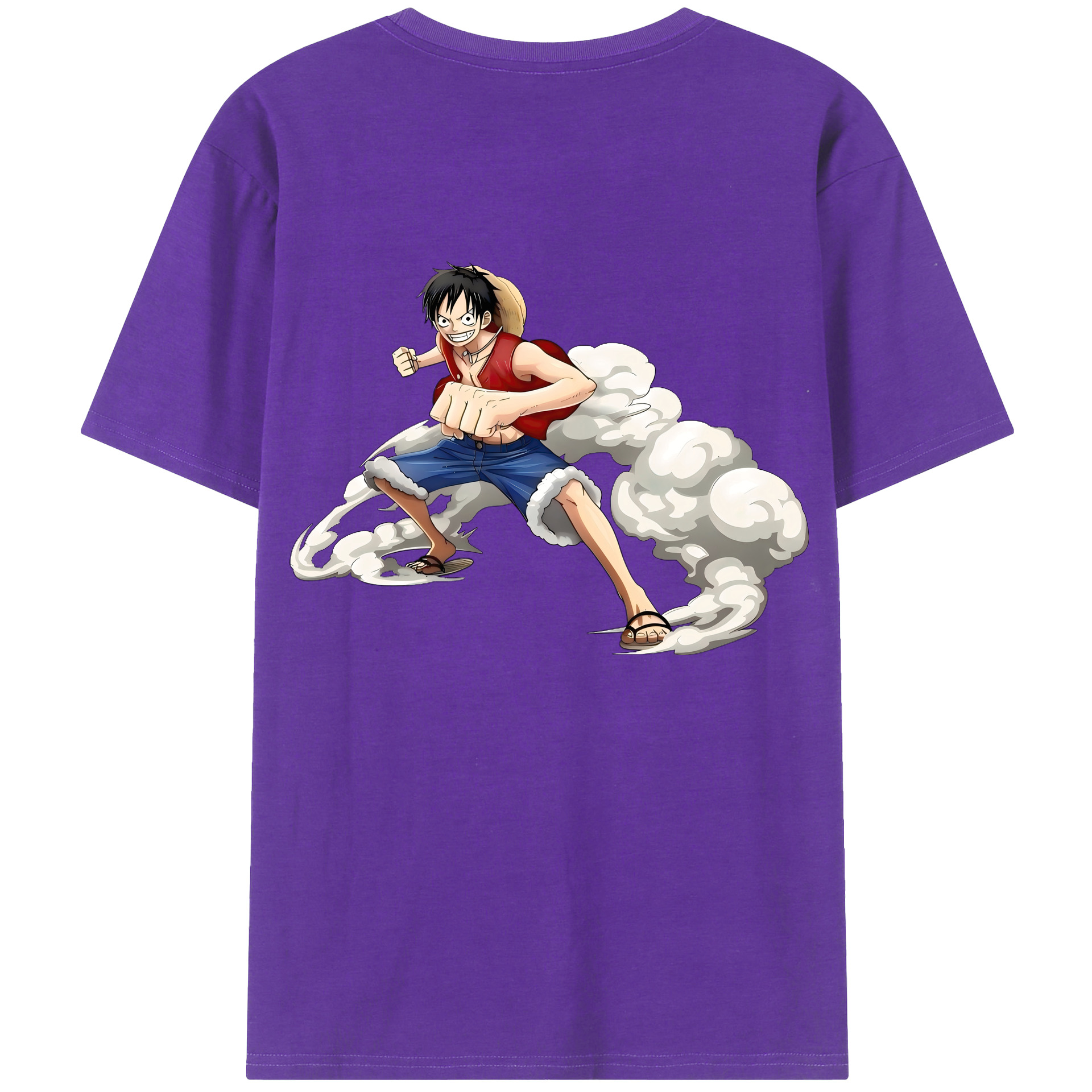 （画像用） ワンピース モンキー・D・ルフィ ONE PIECE Monkey D. Luffy 綿100％ メンズ半袖Tシャツ（バックプリント） 通気性