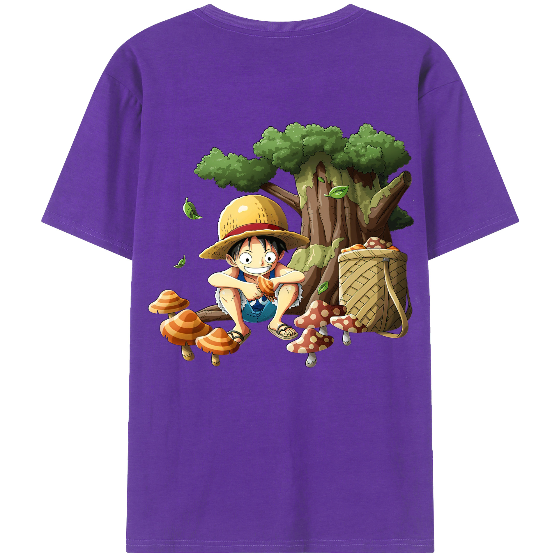 （画像用） ワンピース モンキー・D・ルフィ ONE PIECE Monkey D. Luffy 綿100％ メンズ半袖Tシャツ（バックプリント） 通気性