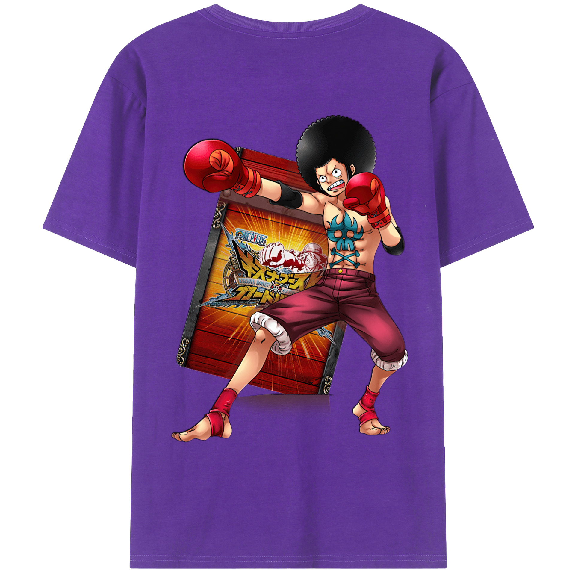 ワンピース モンキー・D・ルフィ ONE PIECE Monkey D. Luffy 綿100％ メンズ半袖Tシャツ（バックプリント） 通気性