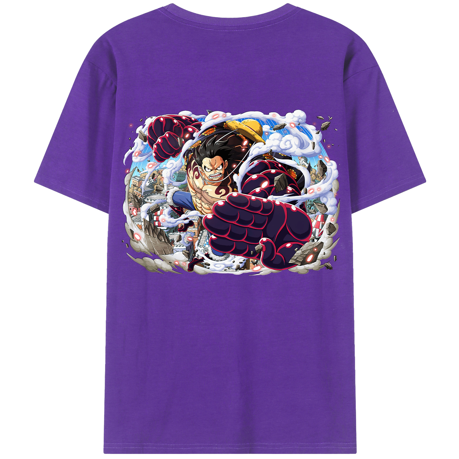 ワンピース モンキー・D・ルフィ ONE PIECE Monkey D. Luffy 綿100％ メンズ半袖Tシャツ（バックプリント） 通気性