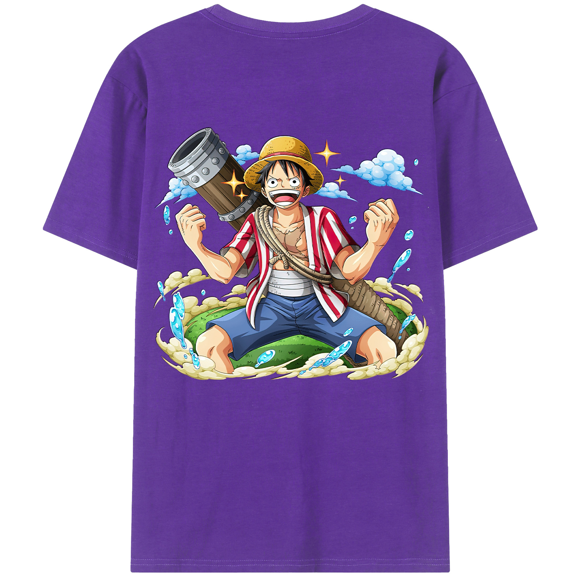 ワンピース モンキー・D・ルフィ ONE PIECE Monkey D. Luffy 綿100％ メンズ半袖Tシャツ（バックプリント） 通気性