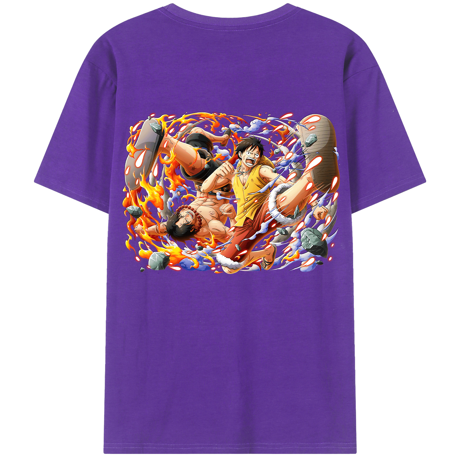 ワンピース モンキー・D・ルフィ ONE PIECE Monkey D. Luffy 綿100％ メンズ半袖Tシャツ（バックプリント） 通気性
