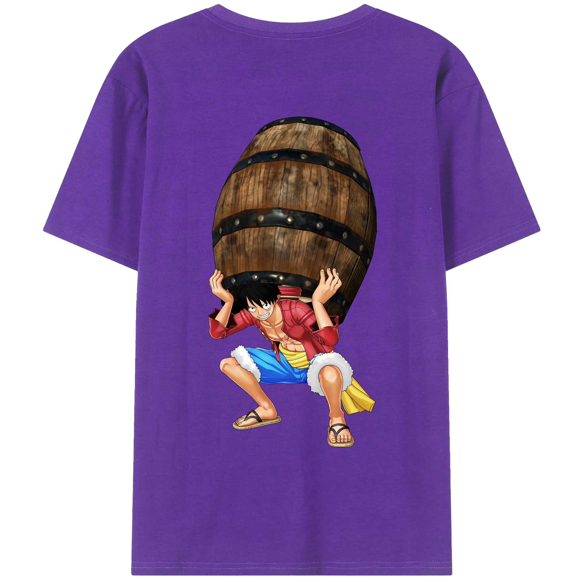 ワンピース モンキー・D・ルフィ ONE PIECE Monkey D. Luffy 綿100％ メンズ半袖Tシャツ（バックプリント） 通気性
