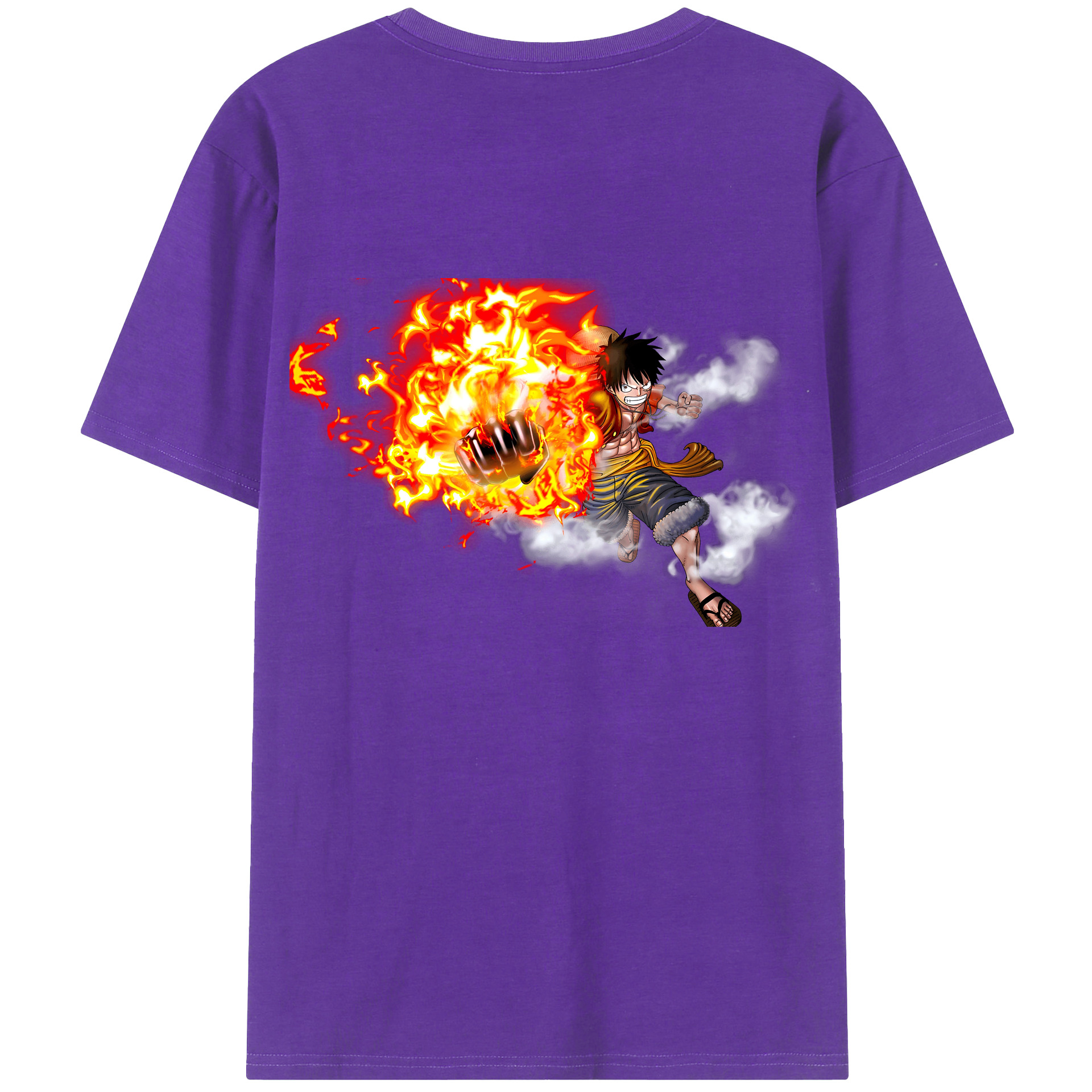 ワンピース モンキー・D・ルフィ ONE PIECE Monkey D. Luffy 綿100％ メンズ半袖Tシャツ（バックプリント） 通気性