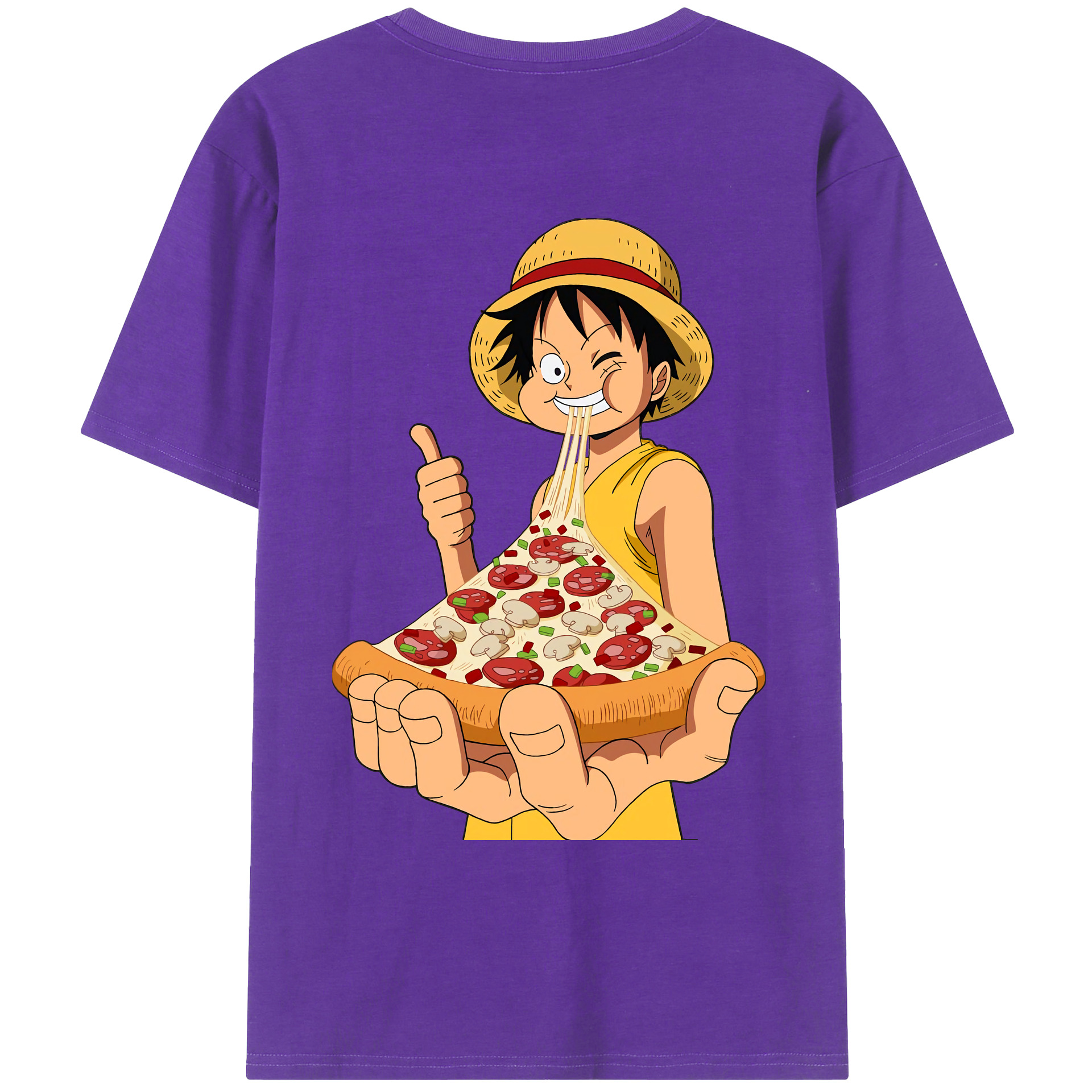 ワンピース モンキー・D・ルフィ ONE PIECE Monkey D. Luffy 綿100％ メンズ半袖Tシャツ（バックプリント） 通気性