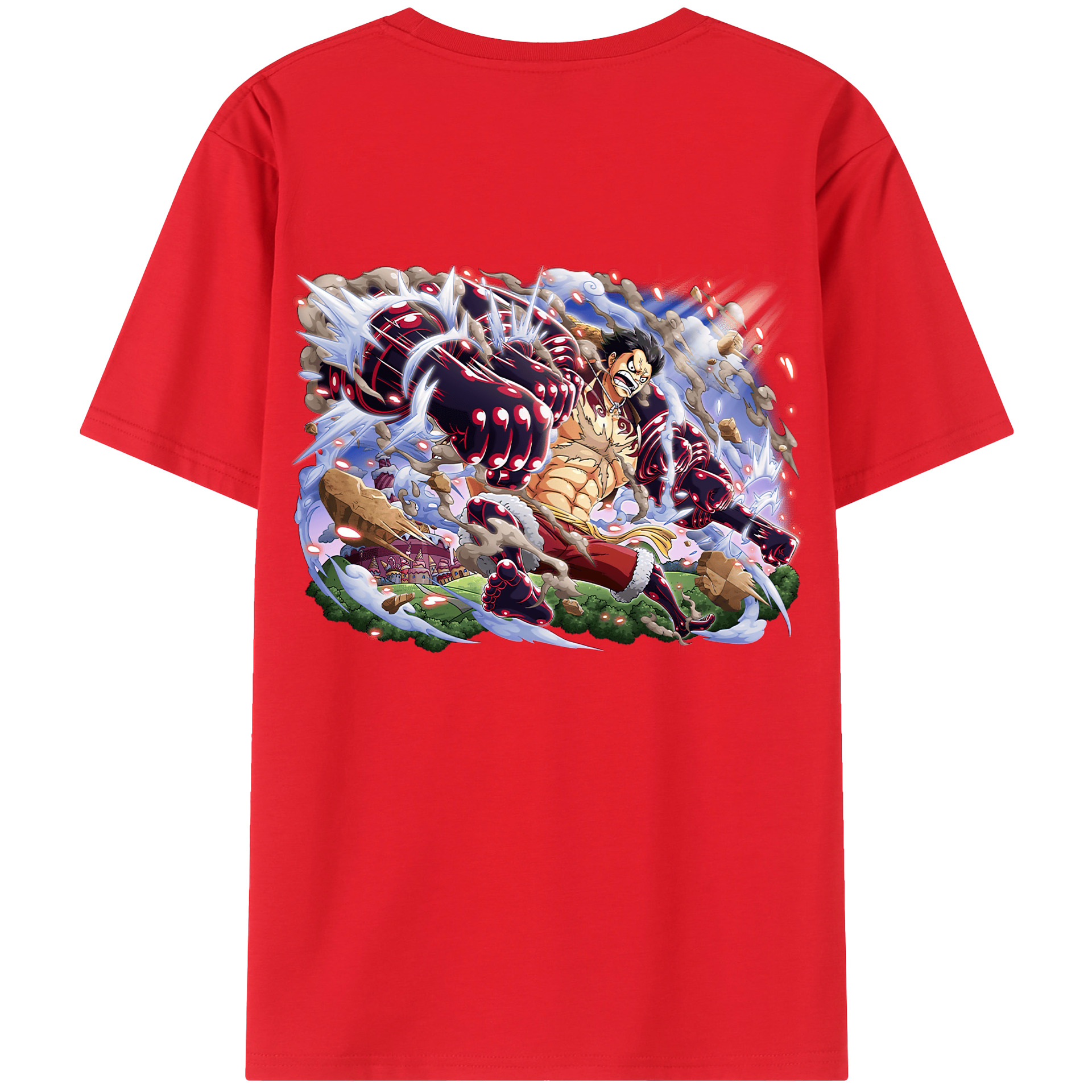 ワンピース モンキー・D・ルフィ ONE PIECE Monkey D. Luffy 綿100％ メンズ半袖Tシャツ（バックプリント） 通気性