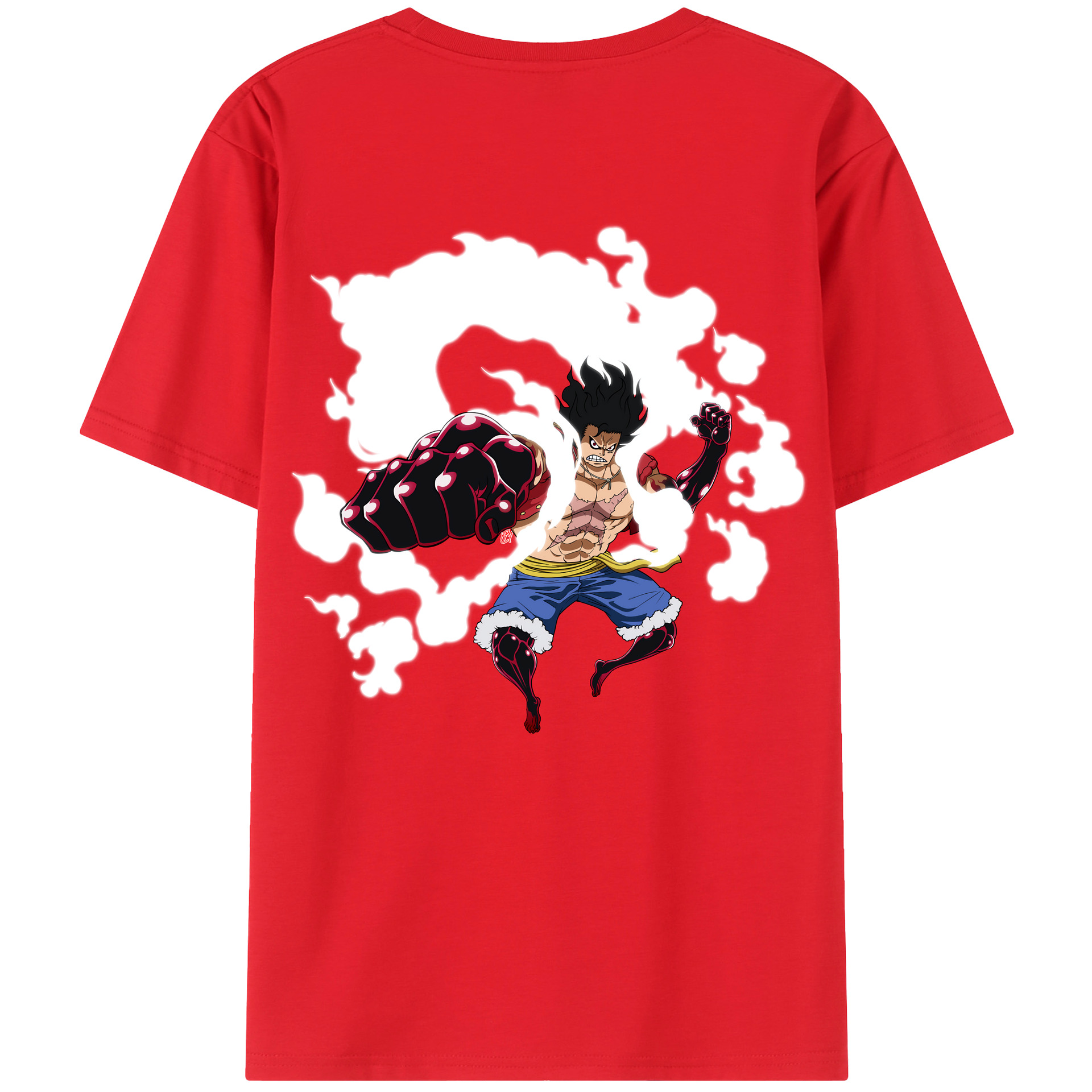 （画像用） ワンピース モンキー・D・ルフィ ONE PIECE Monkey D. Luffy 綿100％ メンズ半袖Tシャツ（バックプリント） 通気性
