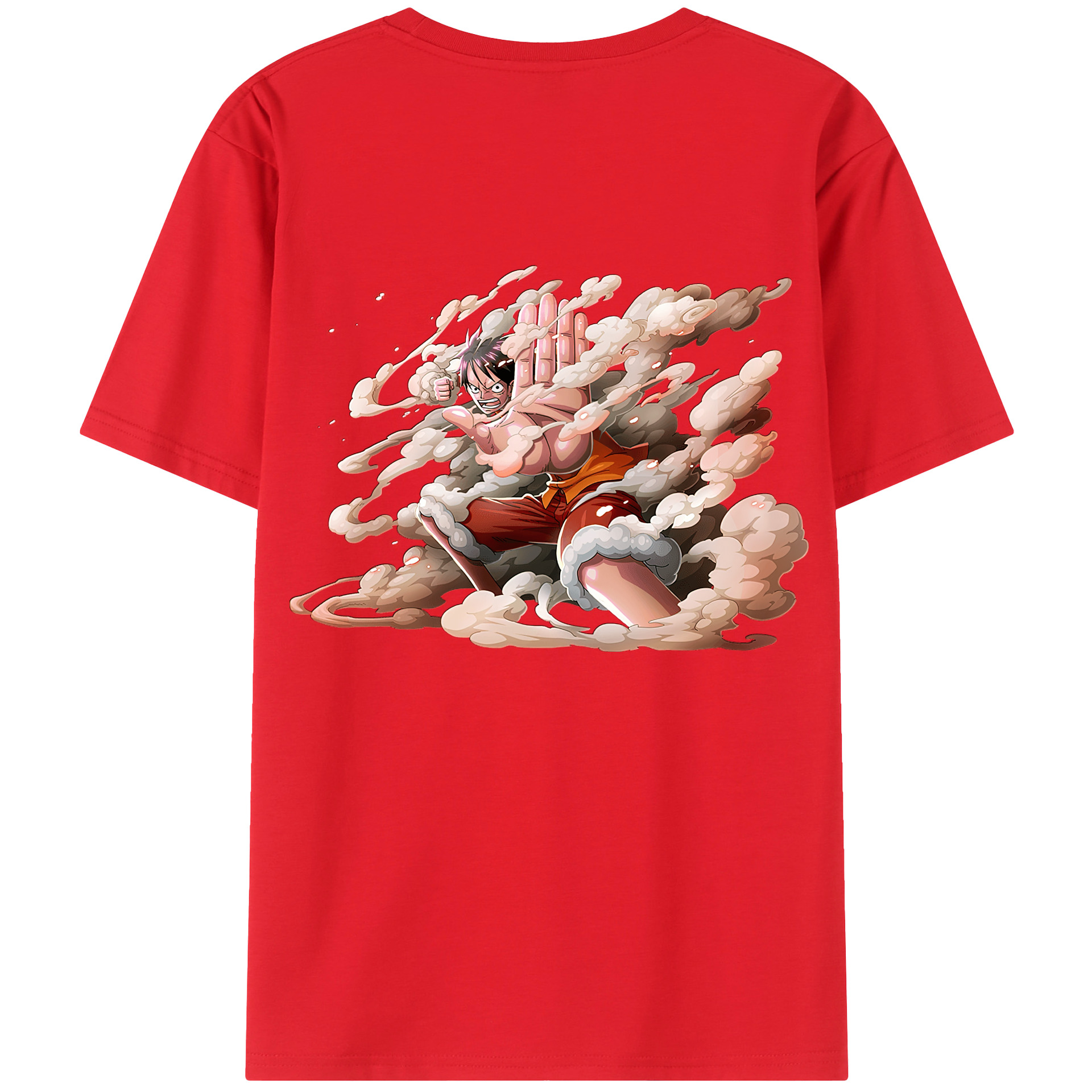 （画像用） ワンピース モンキー・D・ルフィ ONE PIECE Monkey D. Luffy 綿100％ メンズ半袖Tシャツ（バックプリント） 通気性