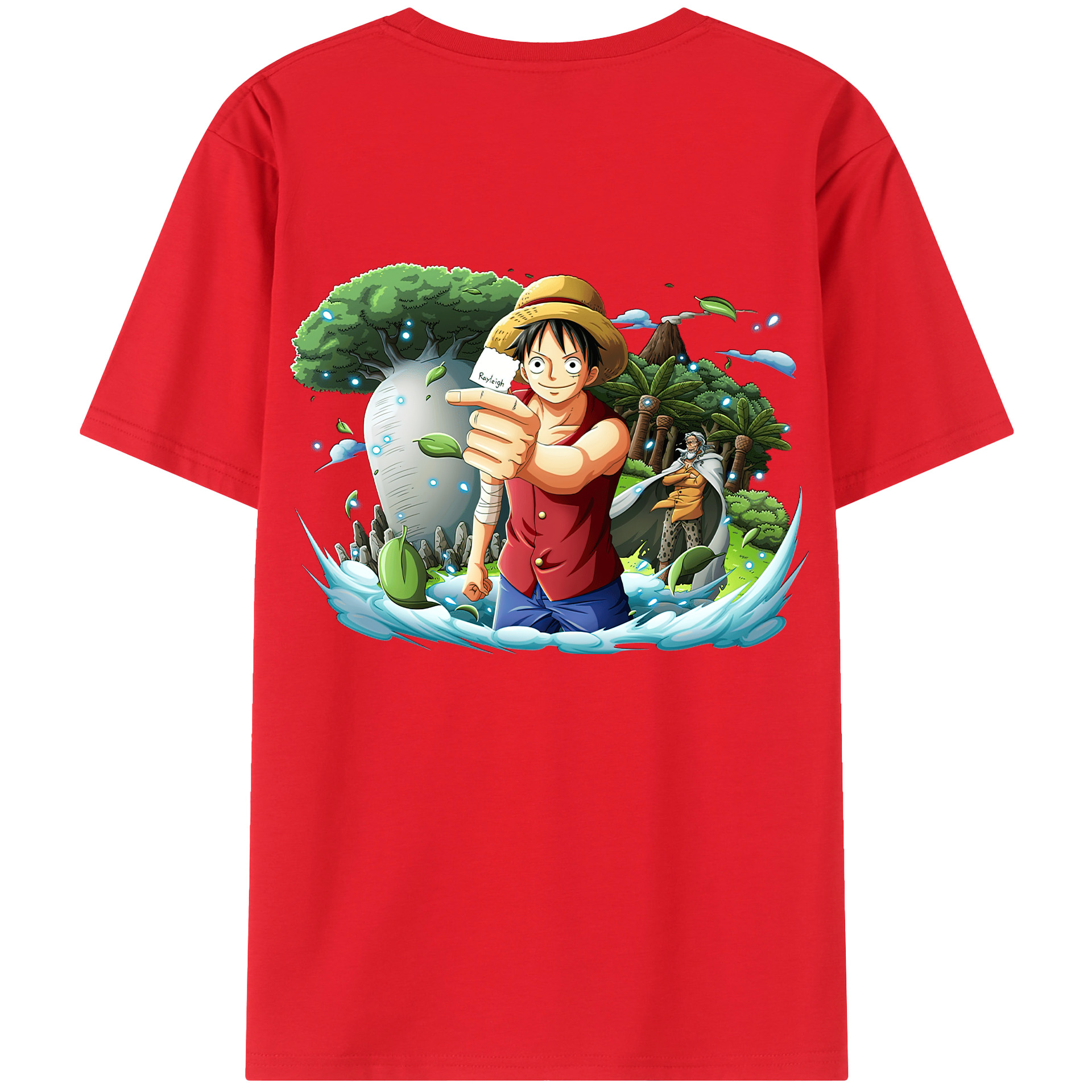 ワンピース モンキー・D・ルフィ ONE PIECE Monkey D. Luffy 綿100％ メンズ半袖Tシャツ（バックプリント） 通気性