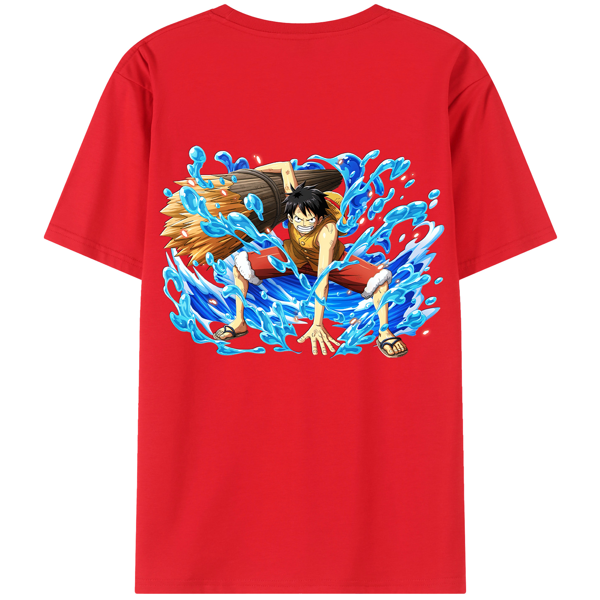 ワンピース モンキー・D・ルフィ ONE PIECE Monkey D. Luffy 綿100％ メンズ半袖Tシャツ（バックプリント） 通気性