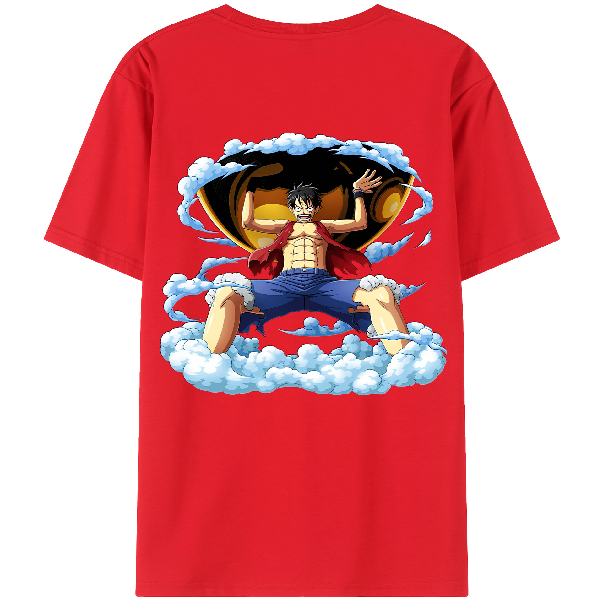 ワンピース モンキー・D・ルフィ ONE PIECE Monkey D. Luffy 綿100％ メンズ半袖Tシャツ（バックプリント） 通気性