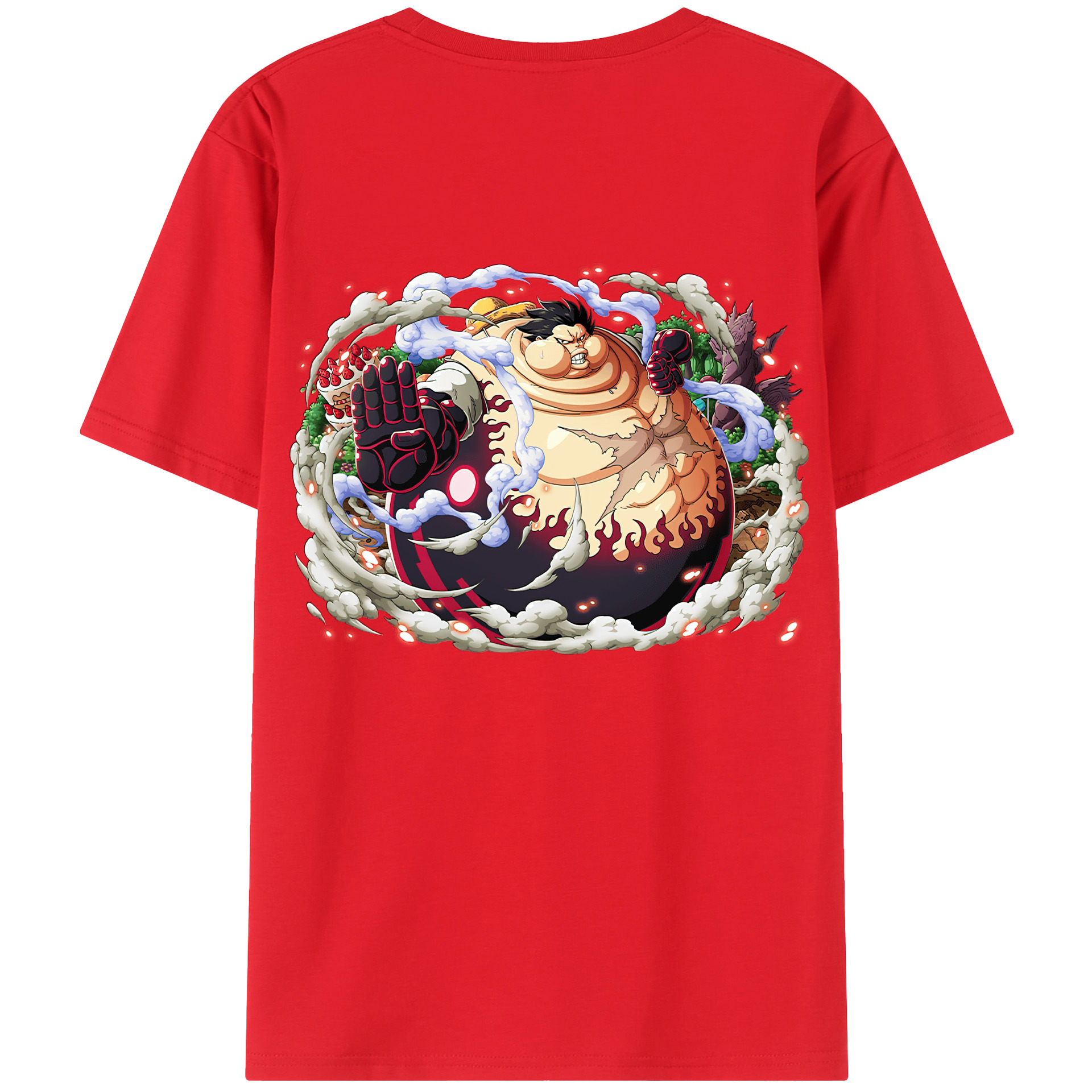 ワンピース モンキー・D・ルフィ ONE PIECE Monkey D. Luffy 綿100％ メンズ半袖Tシャツ（バックプリント） 通気性