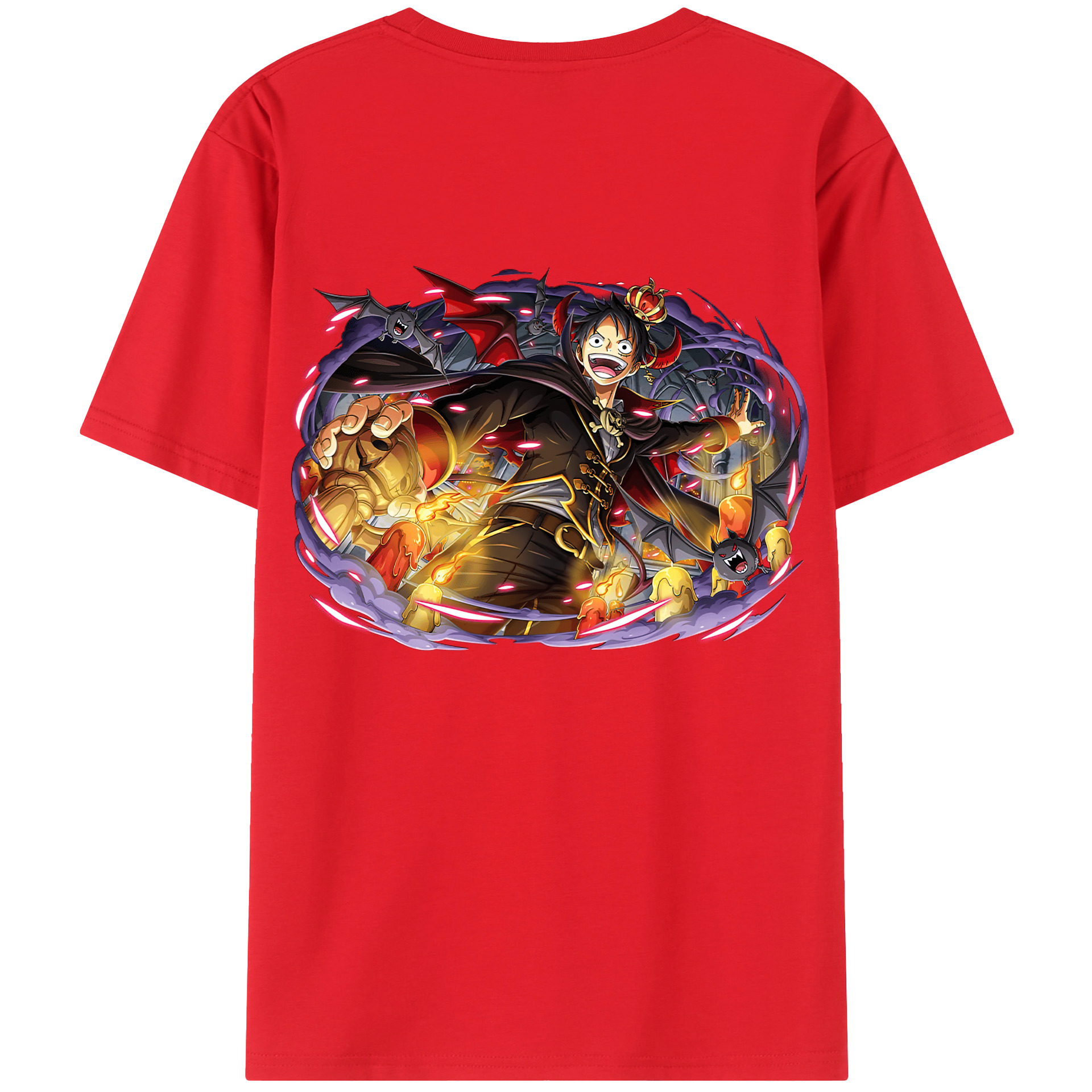ワンピース モンキー・D・ルフィ ONE PIECE Monkey D. Luffy 綿100％ メンズ半袖Tシャツ（バックプリント） 通気性