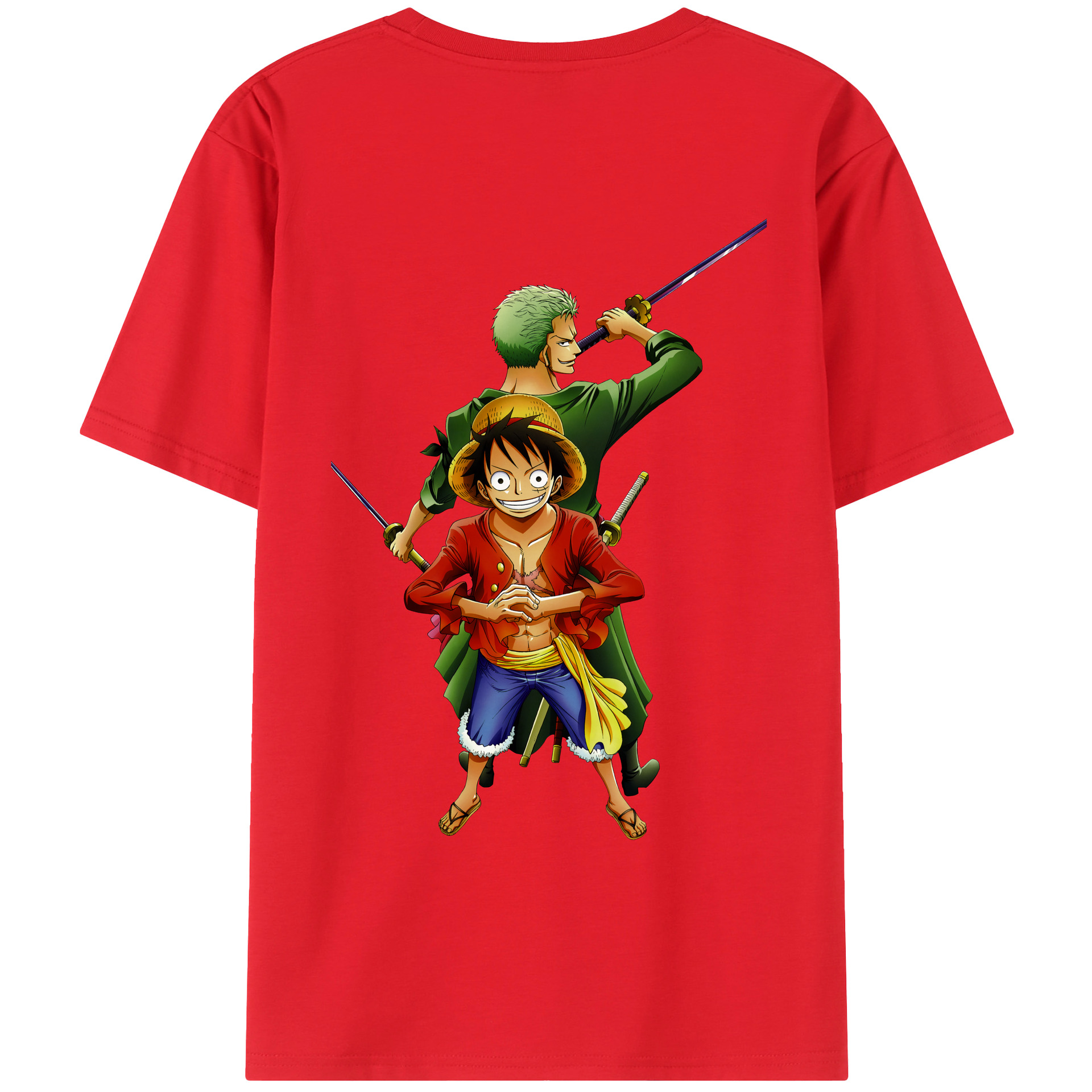 ワンピース モンキー・D・ルフィ ONE PIECE Monkey D. Luffy 綿100％ メンズ半袖Tシャツ（バックプリント） 通気性