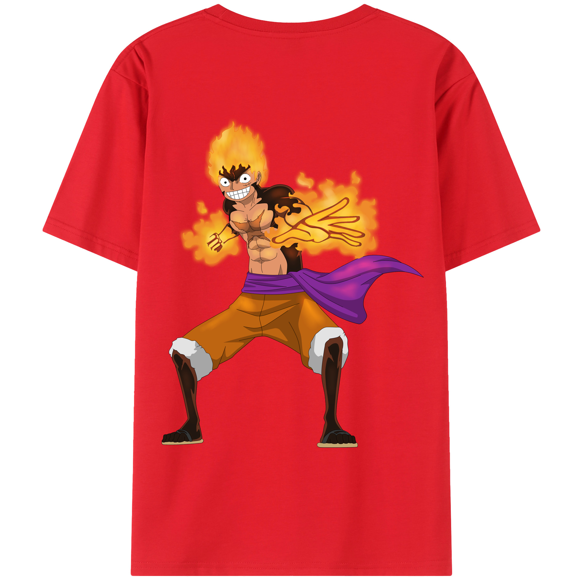 ワンピース モンキー・D・ルフィ ONE PIECE Monkey D. Luffy 綿100％ メンズ半袖Tシャツ（バックプリント） 通気性