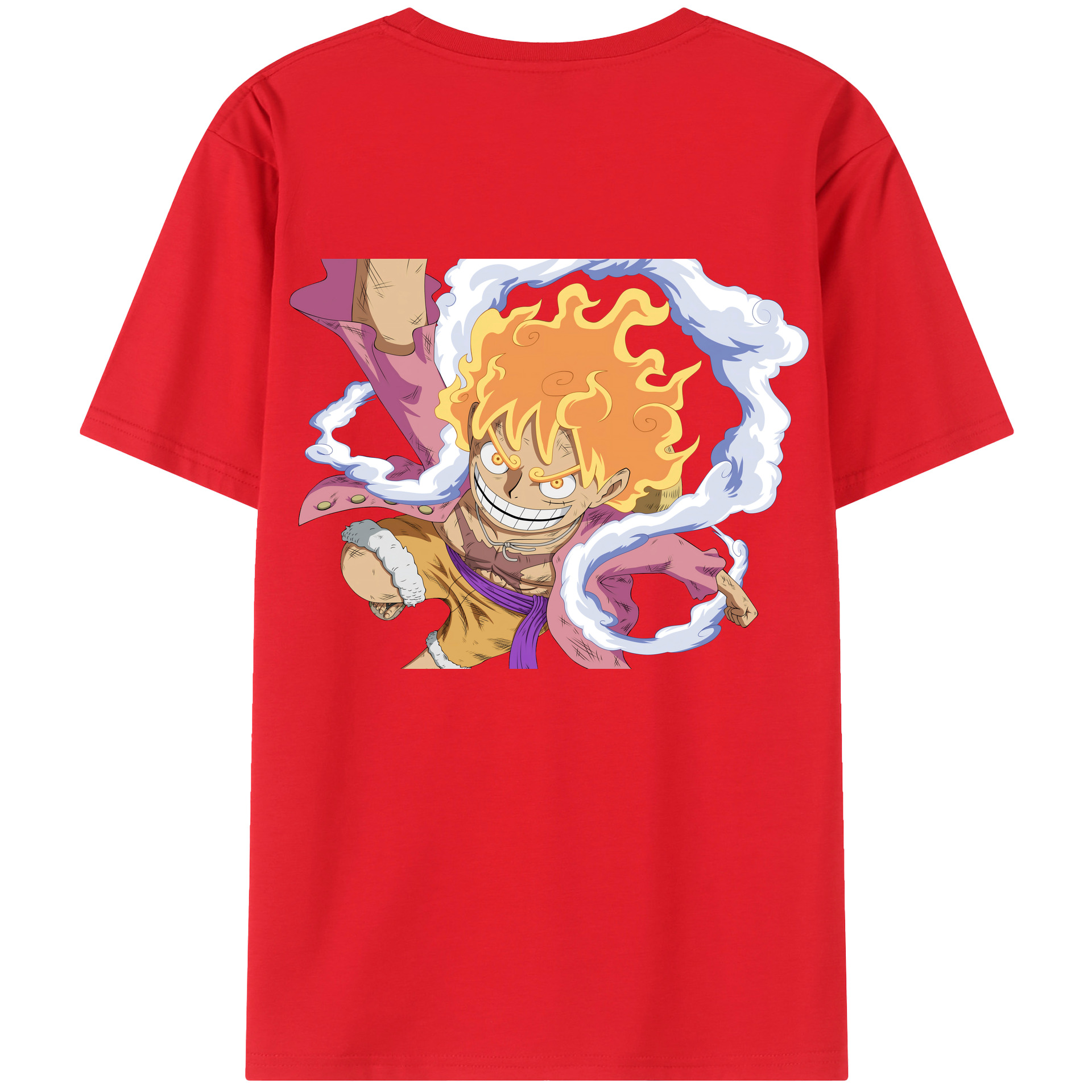 ワンピース モンキー・D・ルフィ ONE PIECE Monkey D. Luffy 綿100％ メンズ半袖Tシャツ（バックプリント） 通気性