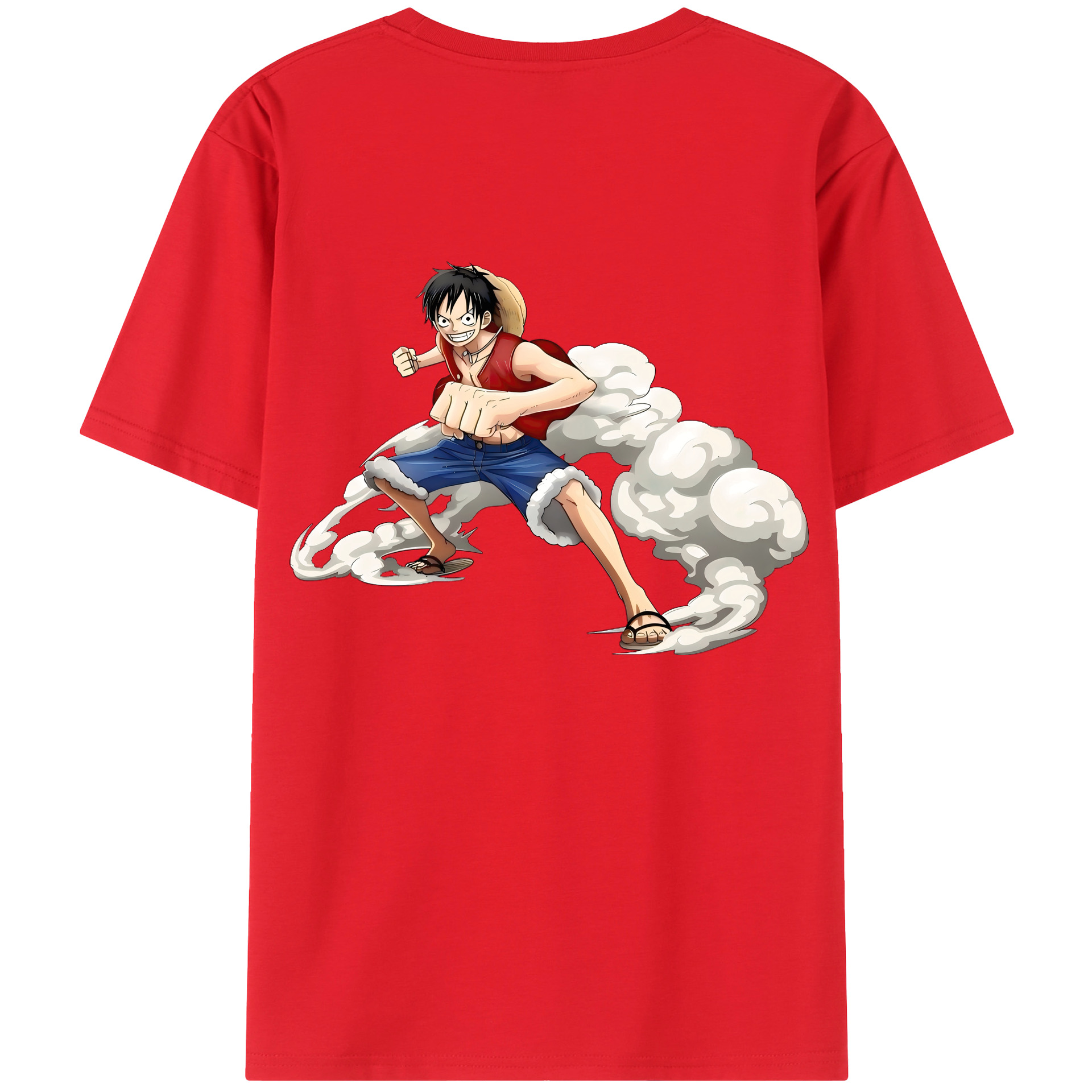 （画像用） ワンピース モンキー・D・ルフィ ONE PIECE Monkey D. Luffy 綿100％ メンズ半袖Tシャツ（バックプリント） 通気性