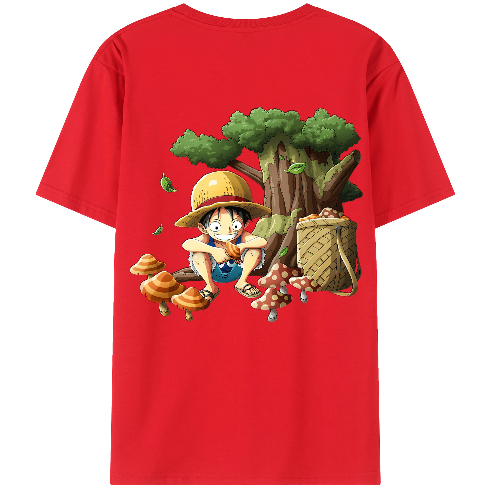 （画像用） ワンピース モンキー・D・ルフィ ONE PIECE Monkey D. Luffy 綿100％ メンズ半袖Tシャツ（バックプリント） 通気性