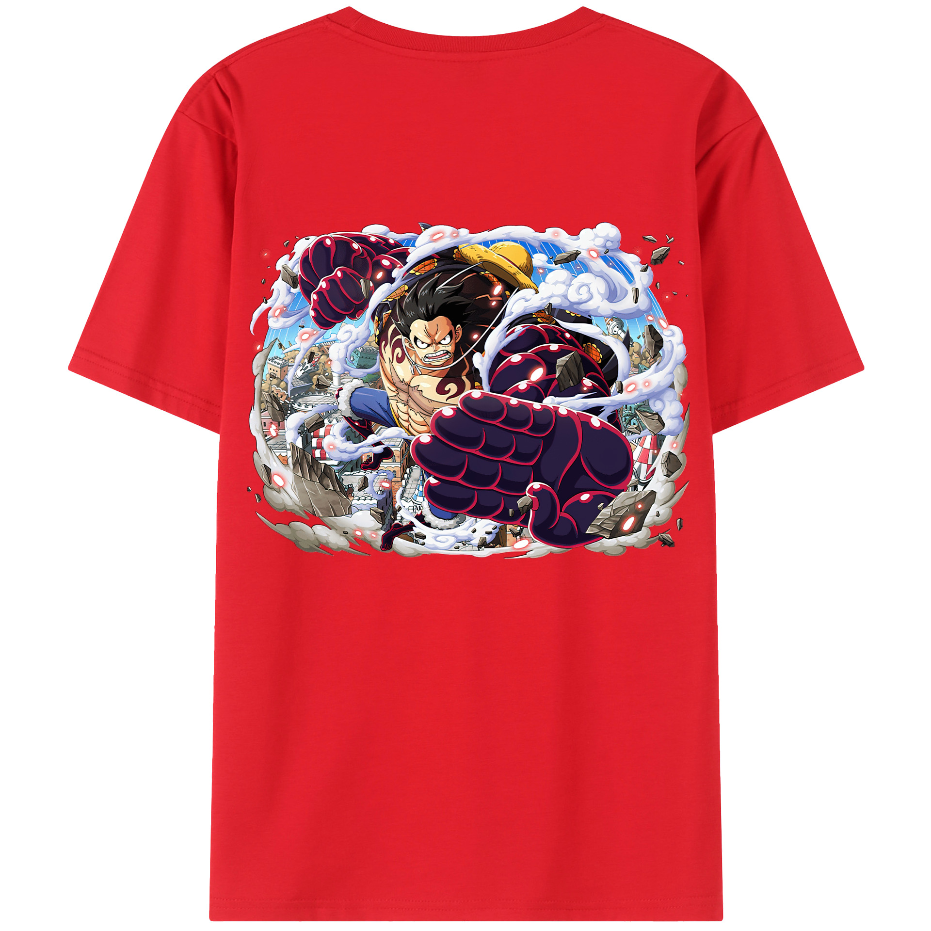 ワンピース モンキー・D・ルフィ ONE PIECE Monkey D. Luffy 綿100％ メンズ半袖Tシャツ（バックプリント） 通気性