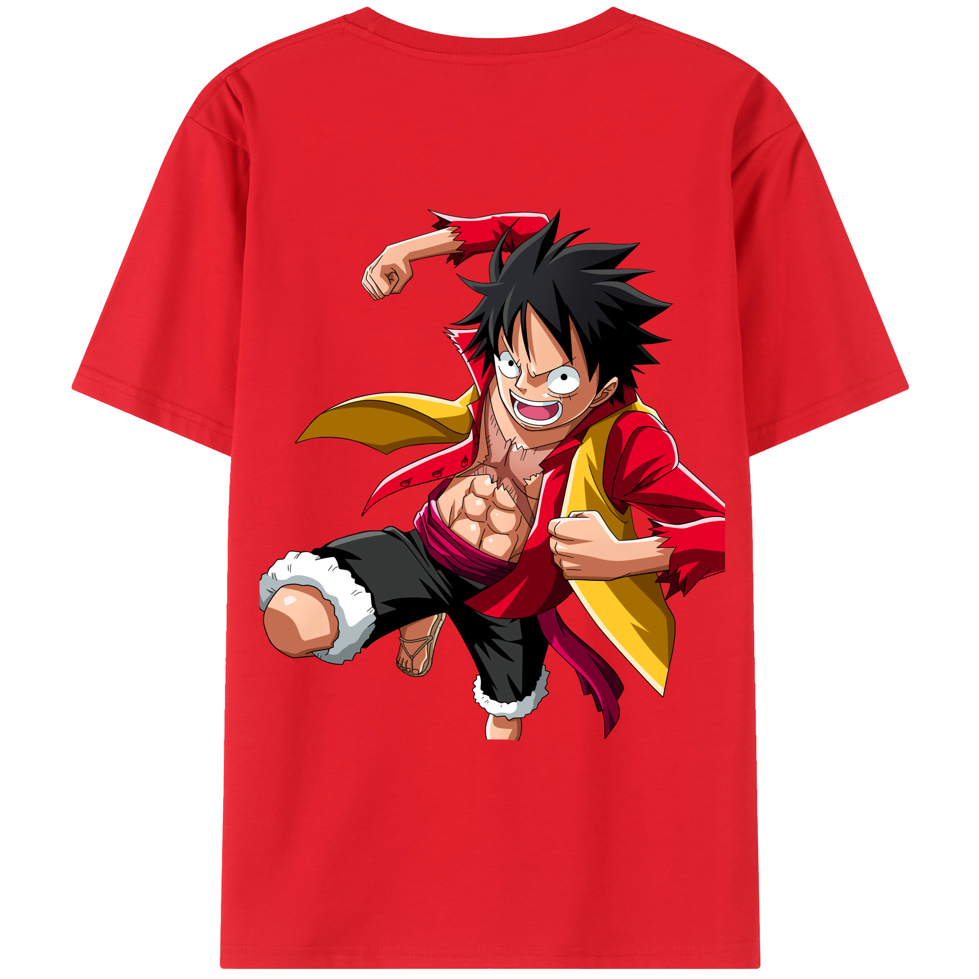 ワンピース モンキー・D・ルフィ ONE PIECE Monkey D. Luffy 綿100％ メンズ半袖Tシャツ（バックプリント） 通気性